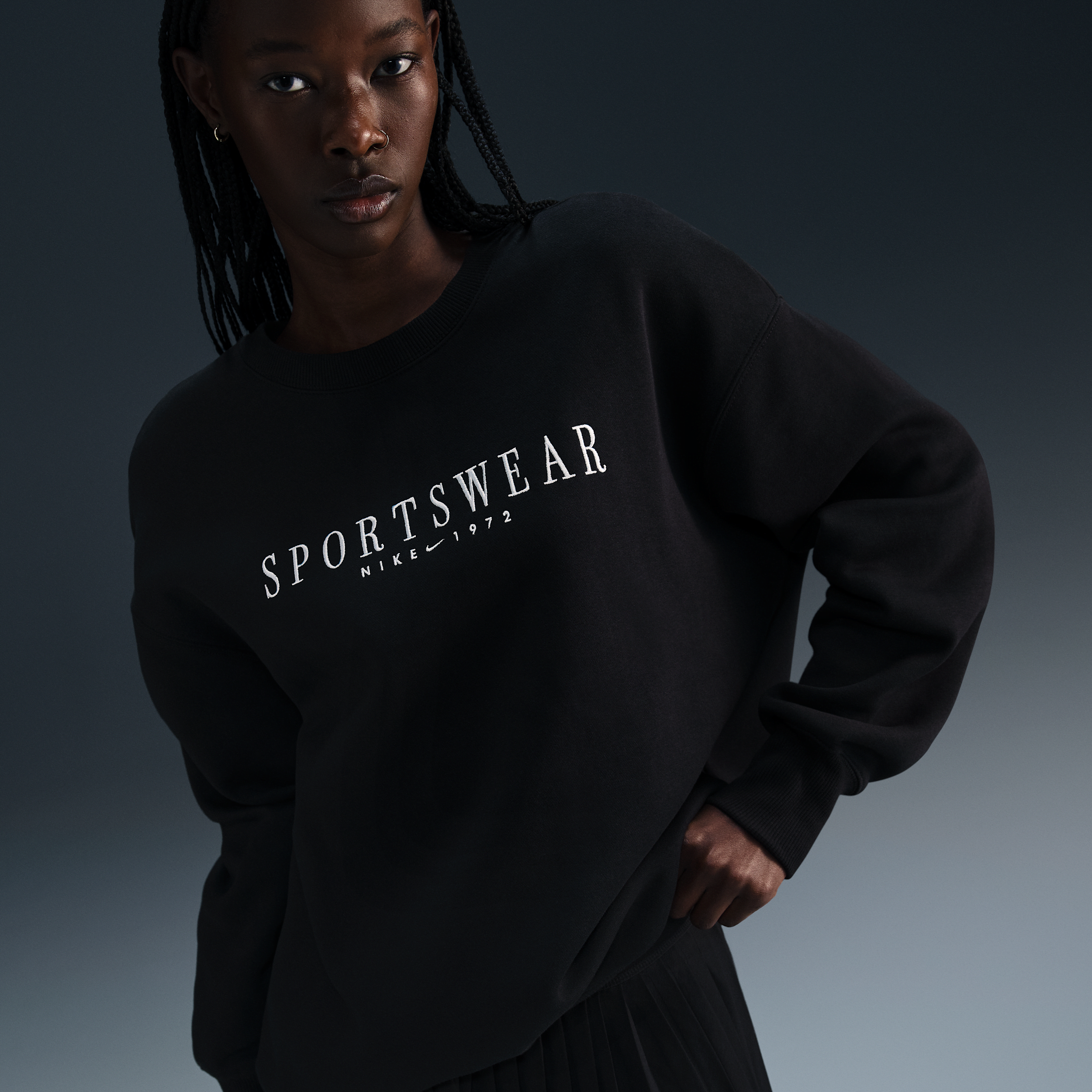 Nike Women's  Sportswear Phoenix Fleece Oversized Crew-neck Sweatshirt In Black