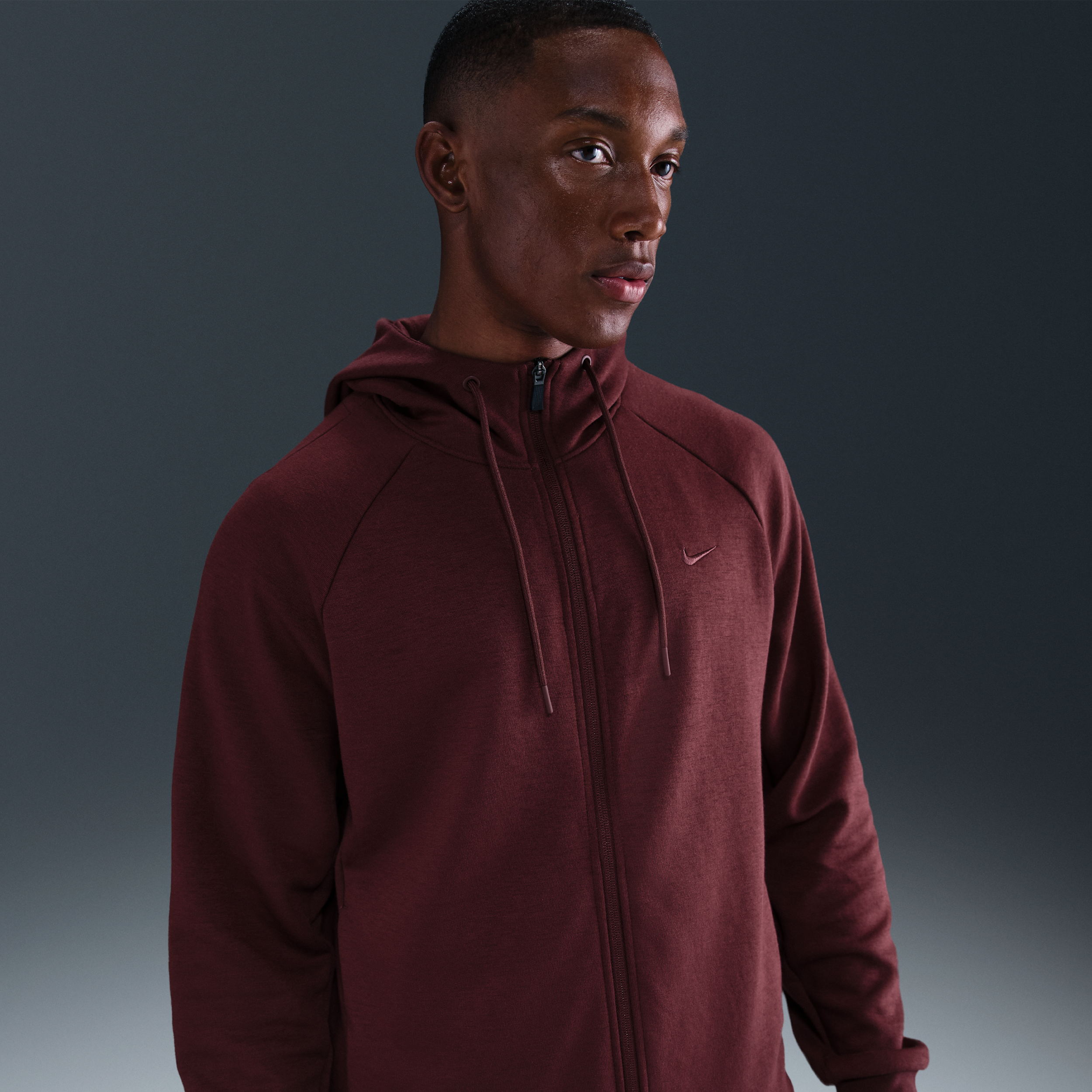 Nike Men's Primary Fleece Dri-fit Uv Full-zip Performance Hoodie In Red