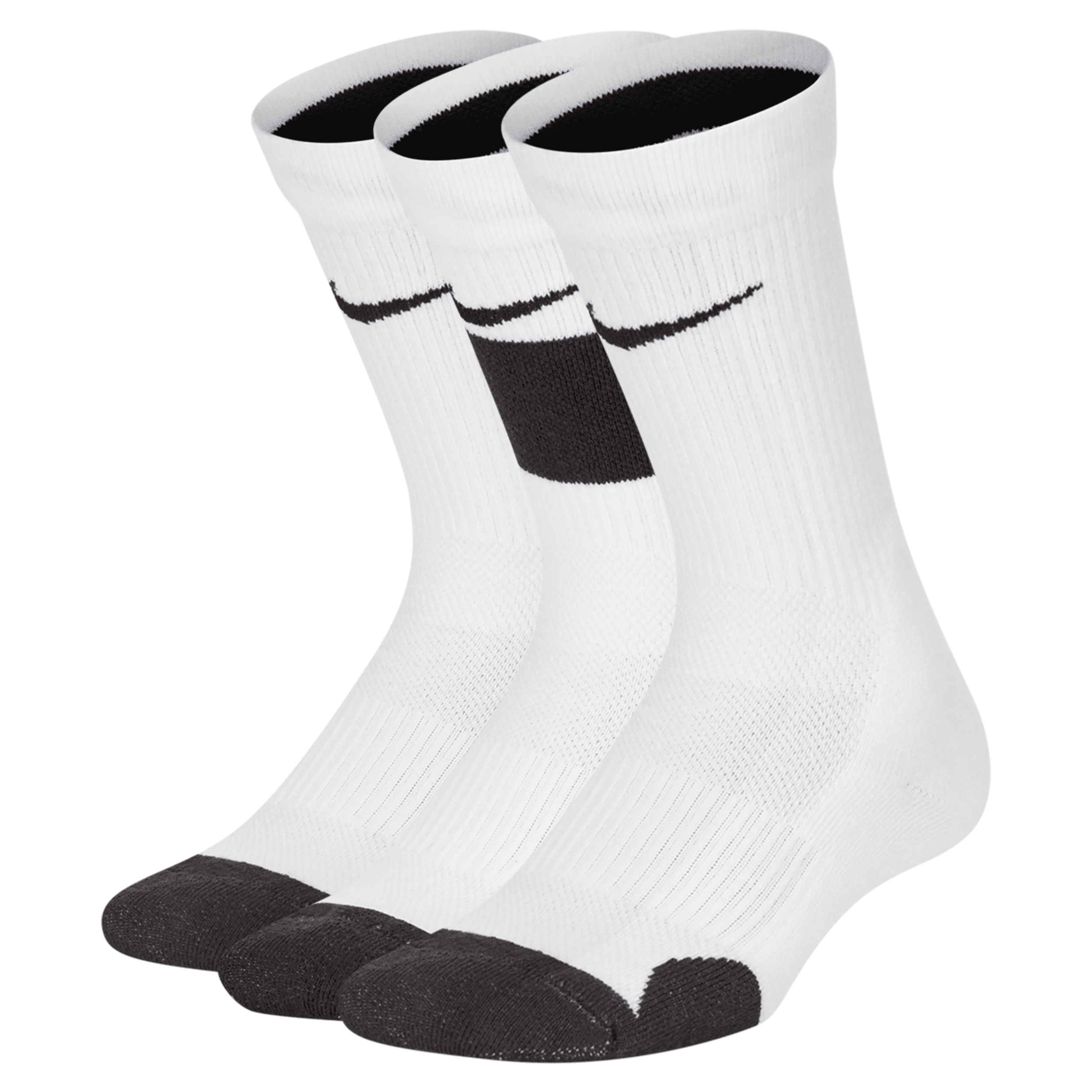 Nike Elite Kids' Basketball Crew Socks (3 Pairs) in White, Size: Small | CW6063-100