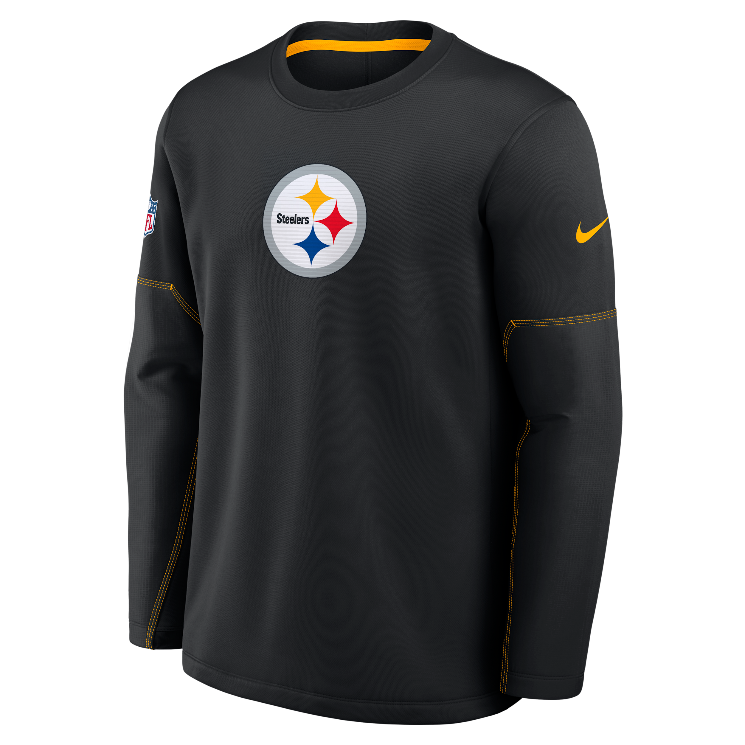 Pittsburgh Steelers Sideline Coaches Nike Men's Therma-FIT NFL Long-Sleeve T-Shirt in Black | 03BR057Y7L-MXW
