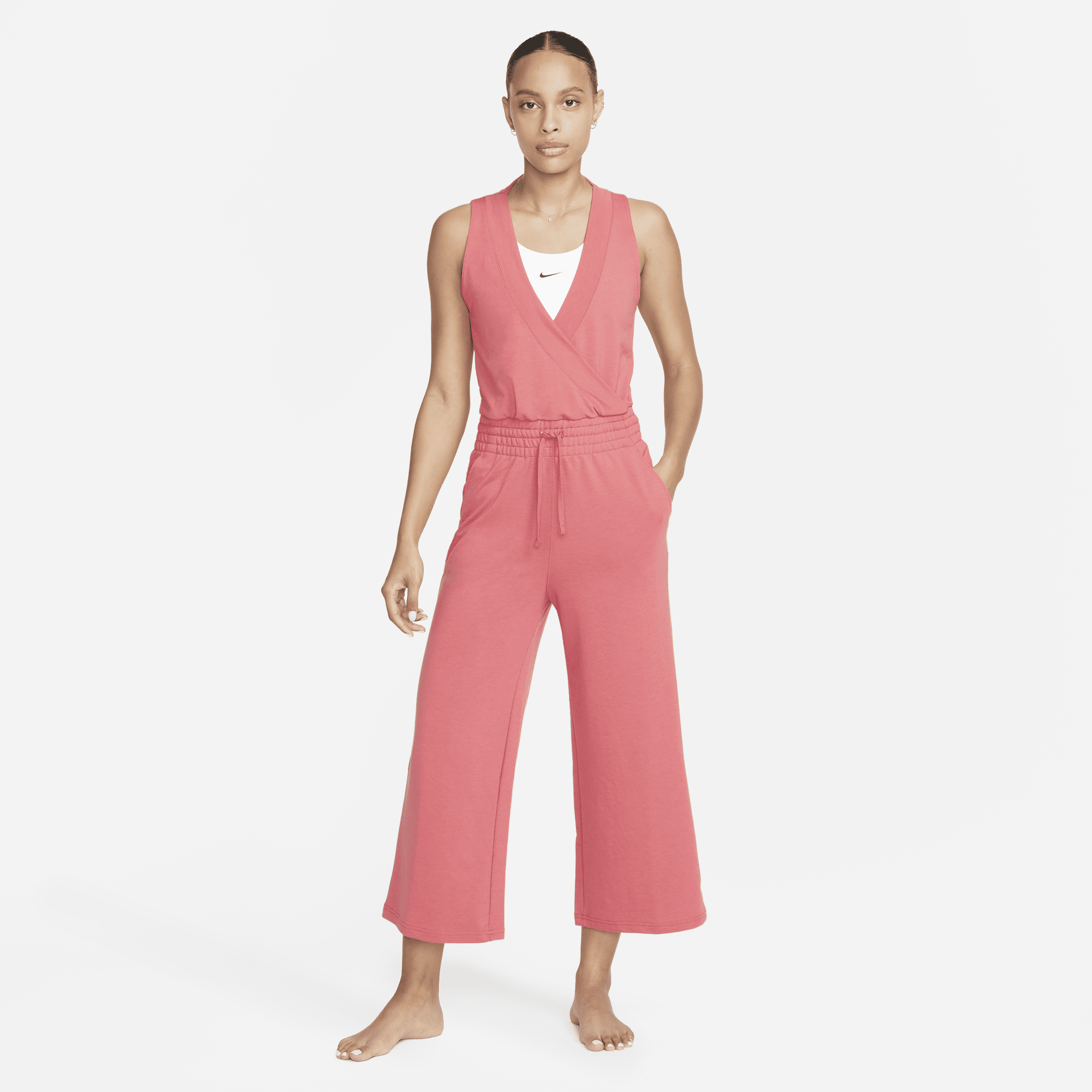 Nike Women's  Yoga Dri-fit French Terry Jumpsuit In Red