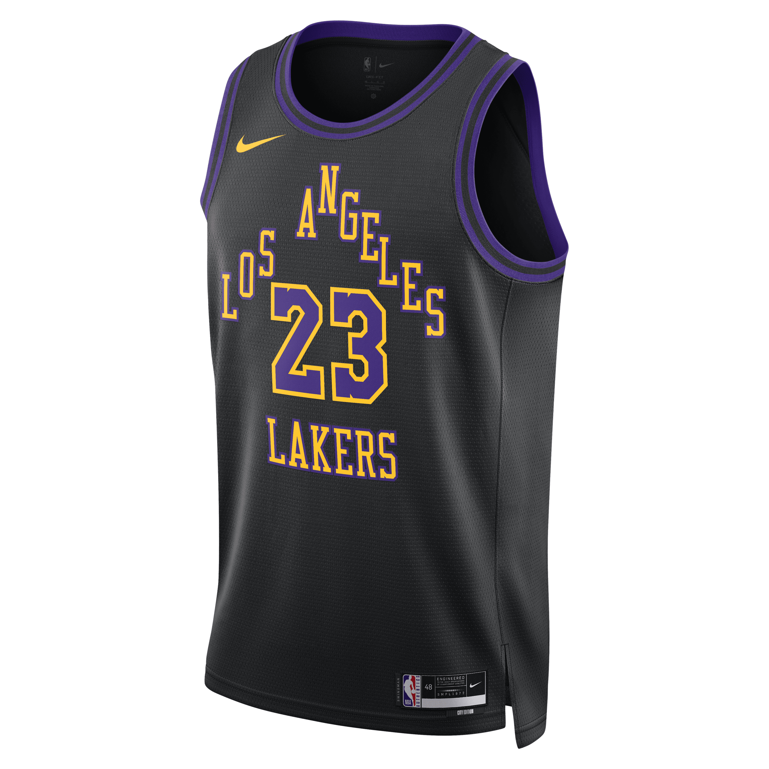 Nike Lebron James Los Angeles Lakers City Edition 2023/24  Men's Dri-fit Nba Swingman Jersey In Black