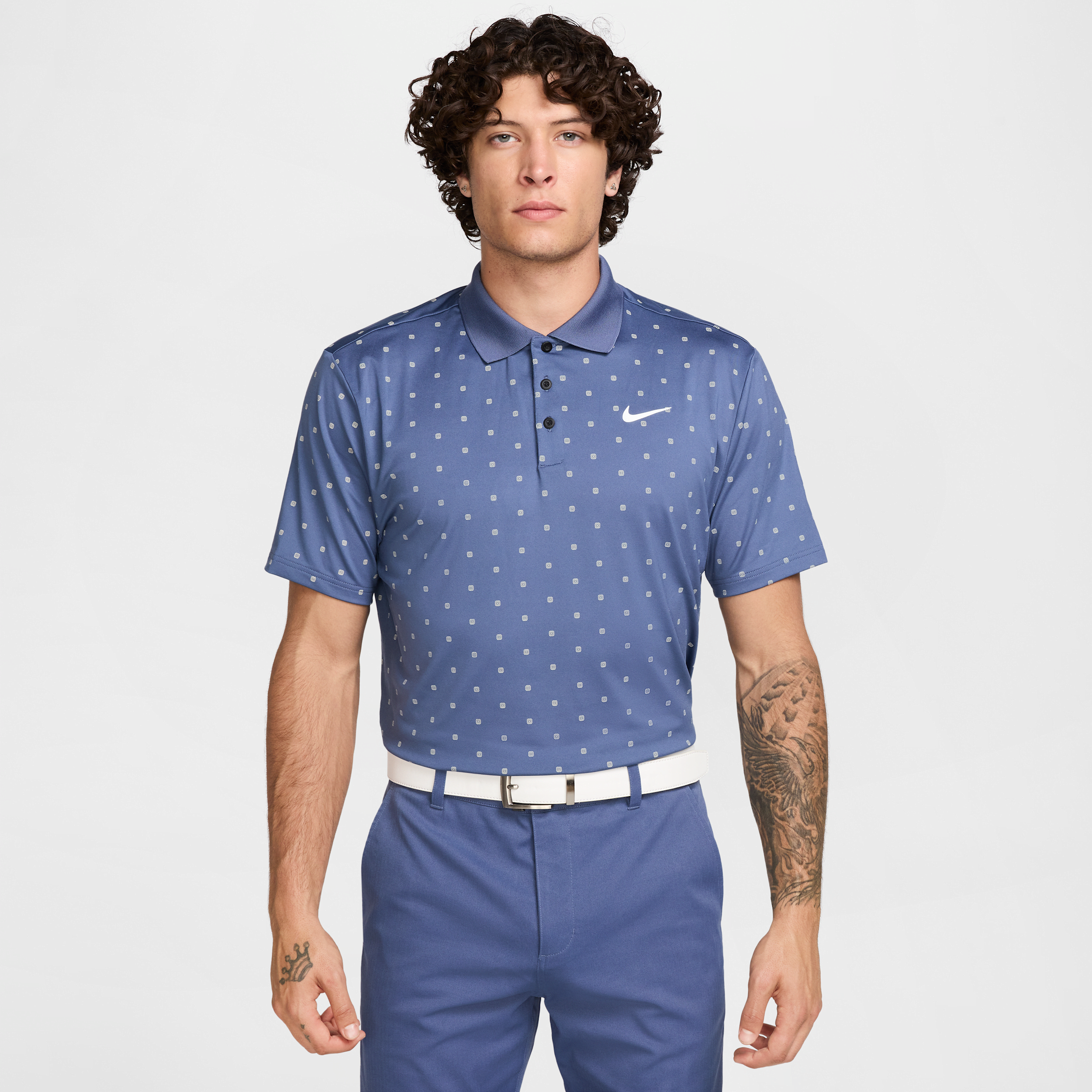 Nike Tour Print Polo Shirt Mens In Blue