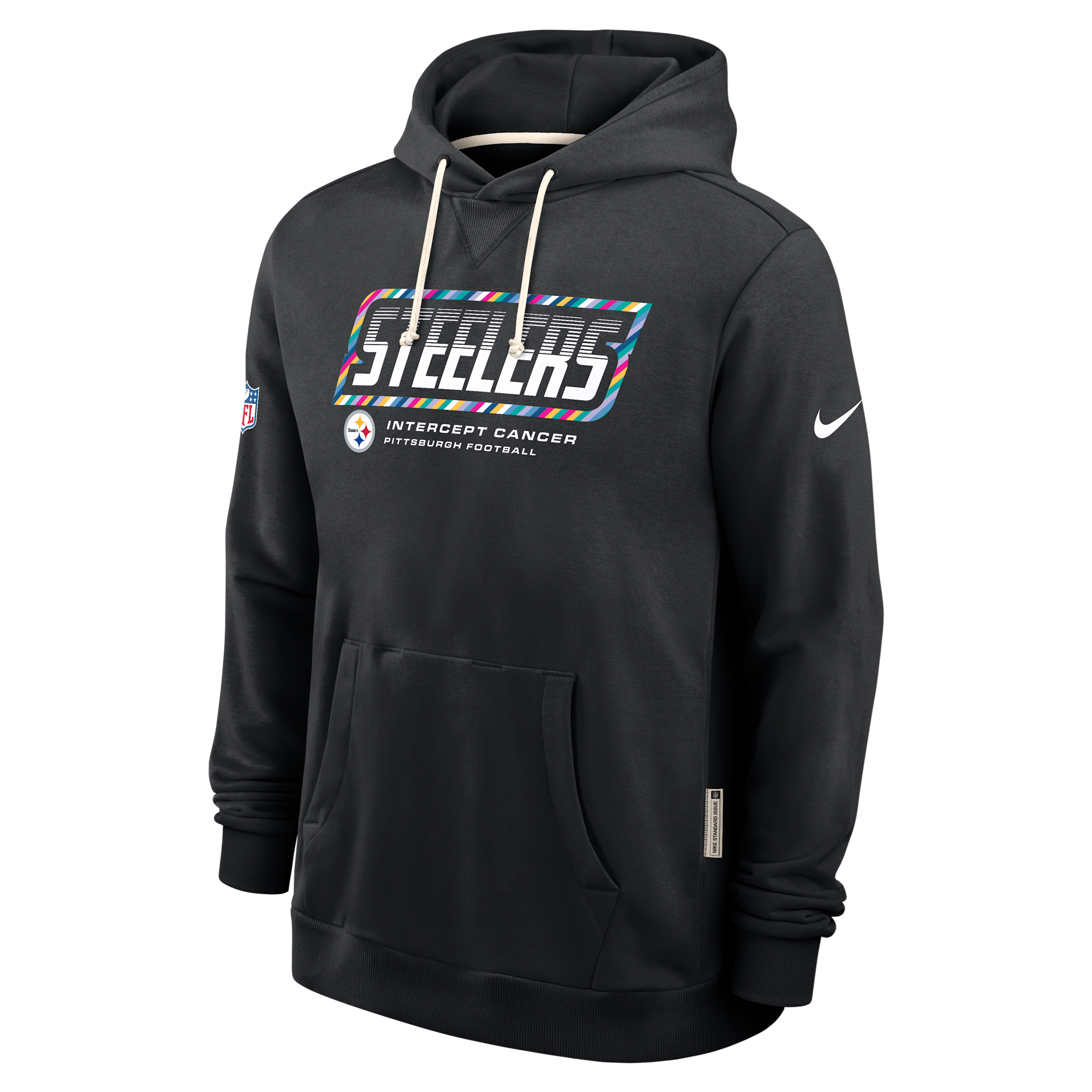 Pittsburgh Steelers Crucial Catch Sideline Standard Issue Nike Men's Dri-FIT NFL Pullover Hoodie in Black | 03AZ00AZUS-F9R