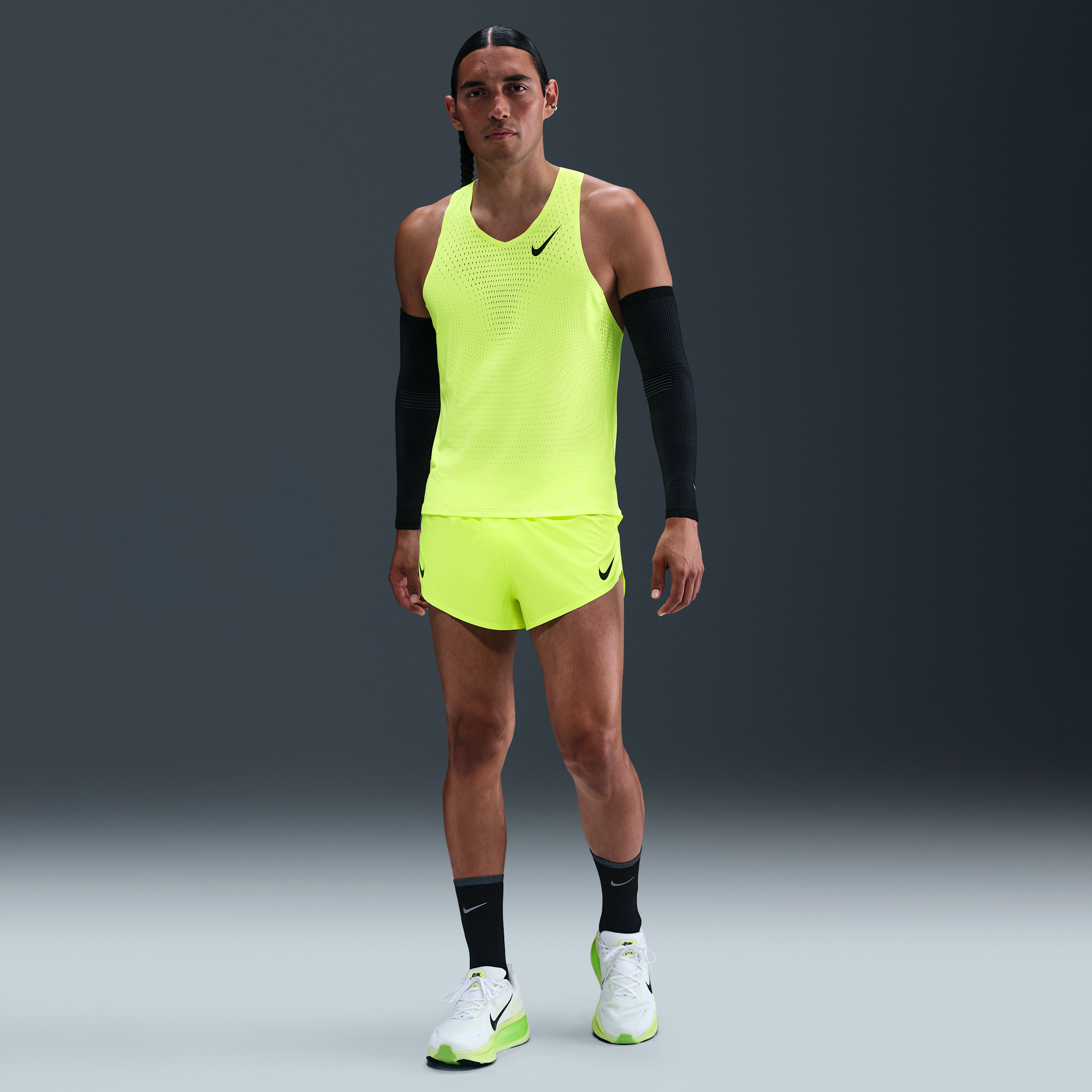 Nike Brief-lined Running Shorts In Light Lemon Twist/black In Green
