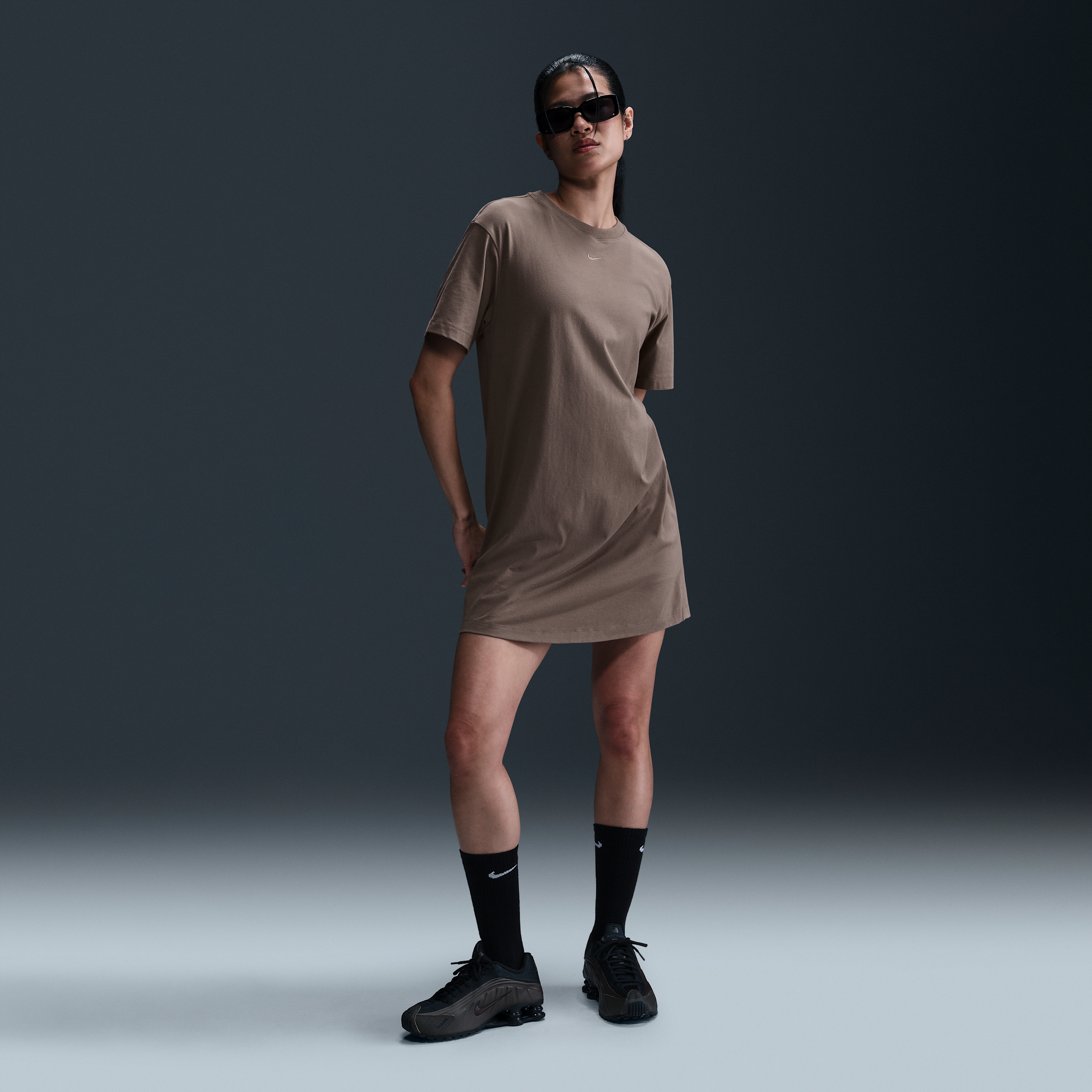 Nike Women's Sportswear Chill Knit Oversized T-shirt Dress In Brown