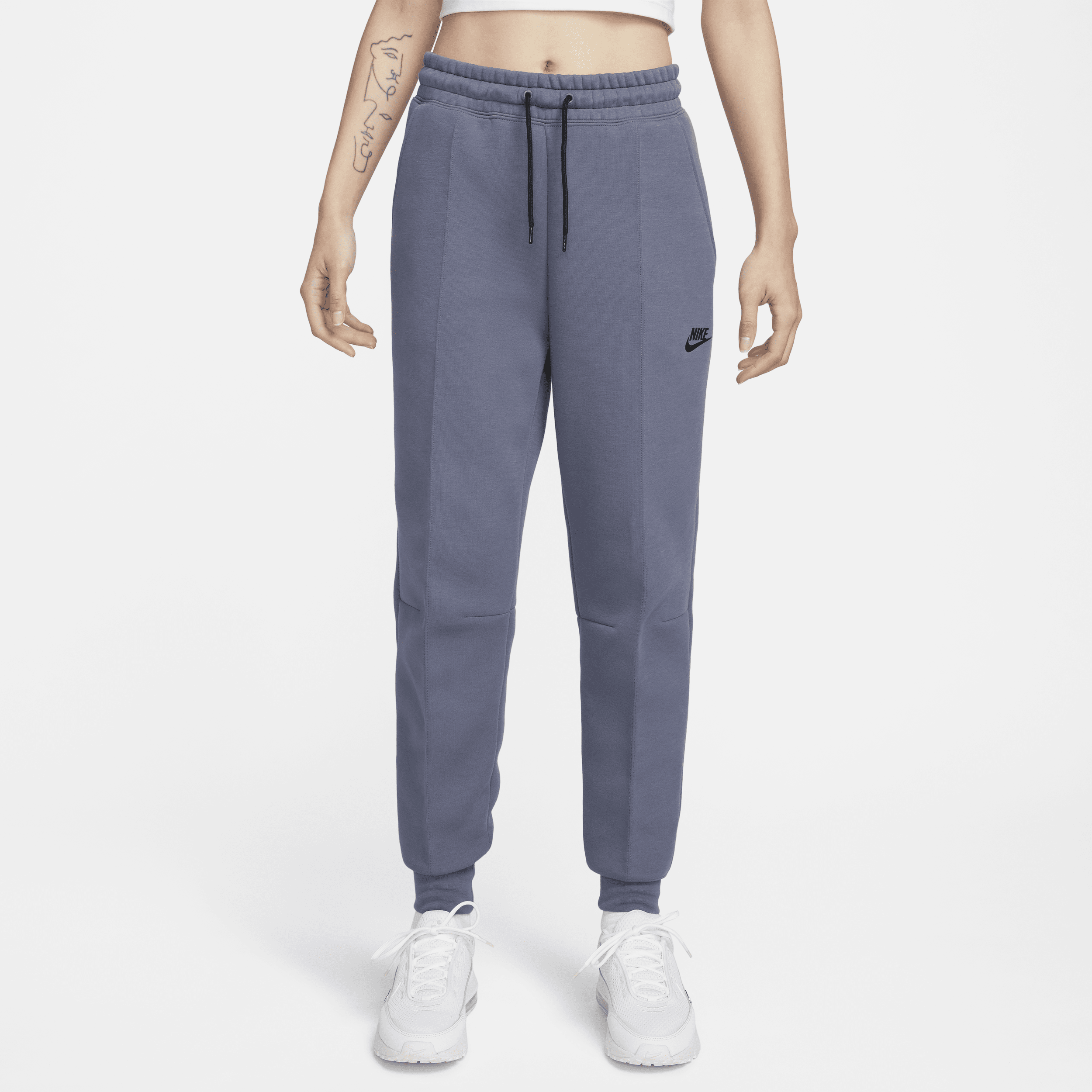 Shop Nike Women's  Sportswear Tech Fleece Mid-rise Jogger Pants In Grey