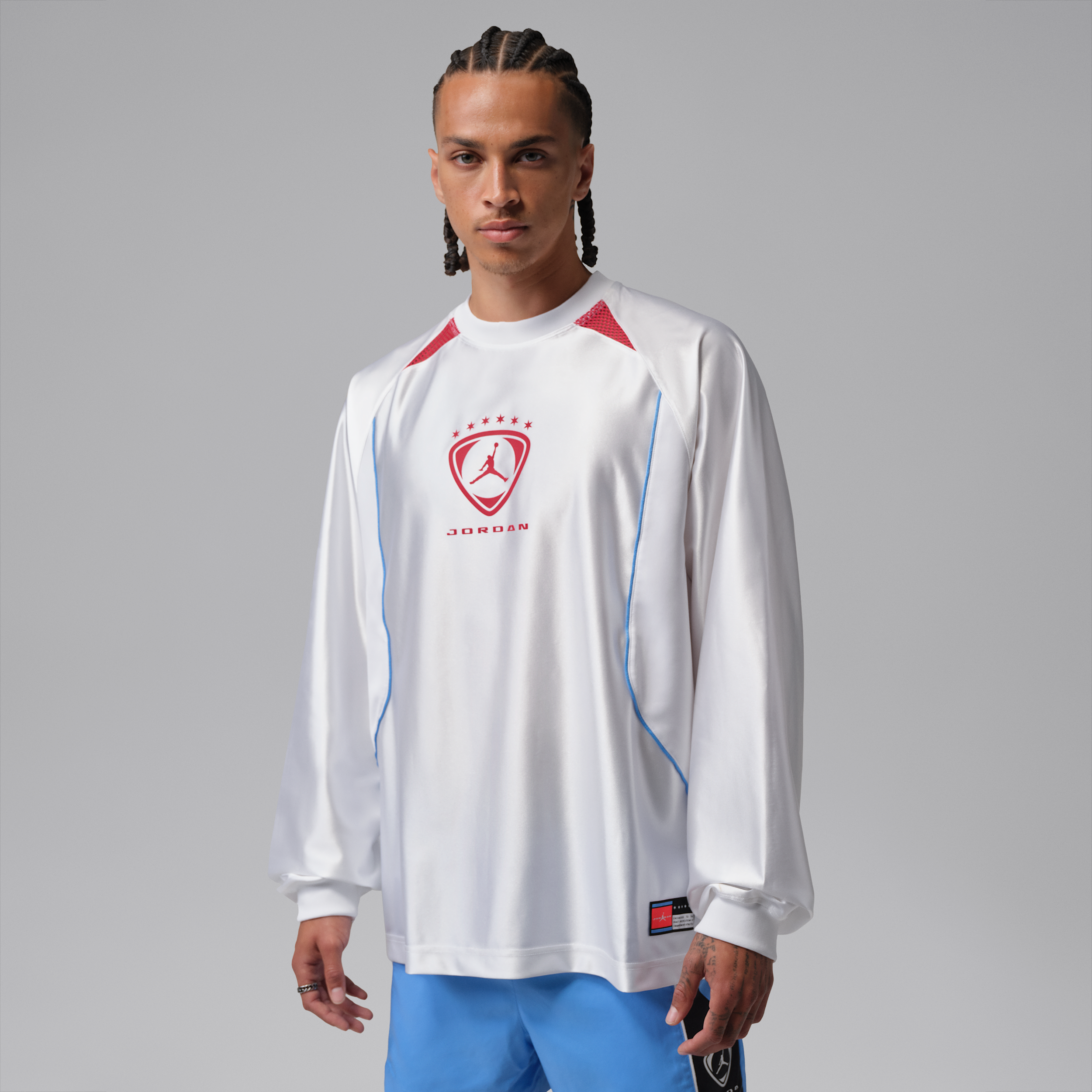 Men's Jordan Brooklyn Long-Sleeve Goalie Top in White | IM8995-100