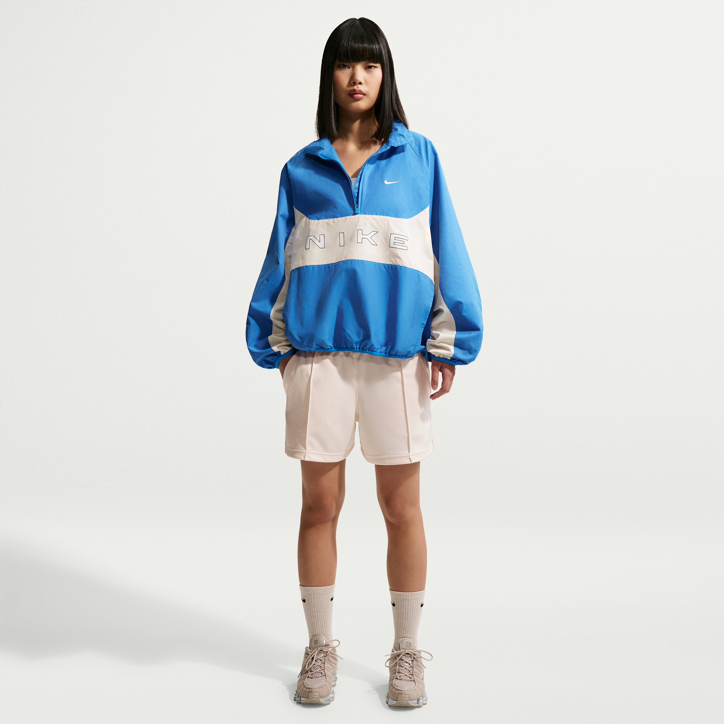 Women's Nike Sportswear Mid-Rise Poly-Knit Track Shorts in White | IF0647-102