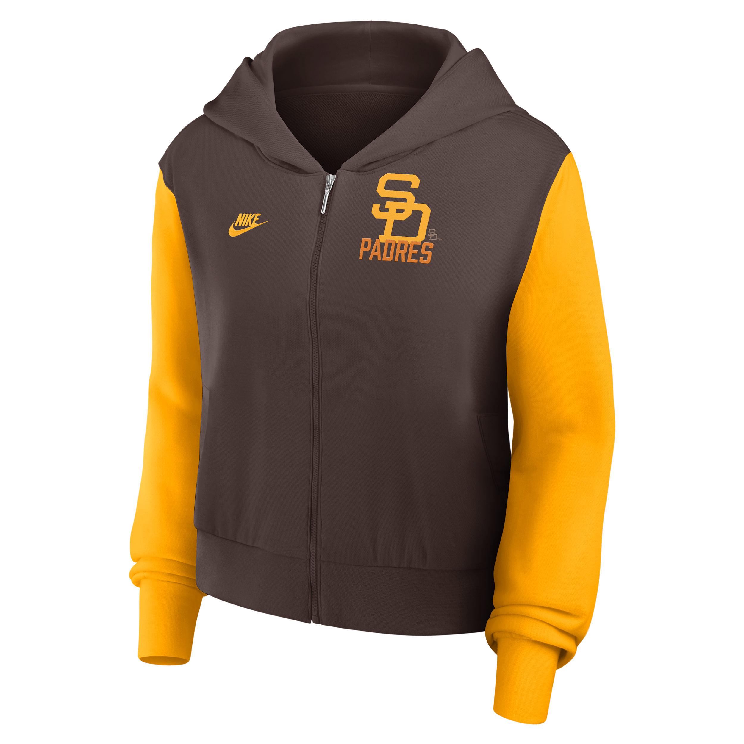Nike Women's Brown/Gold San Diego Padres Cooperstown Collection Cropped Full-Zip Hoodie - Brown, Gold