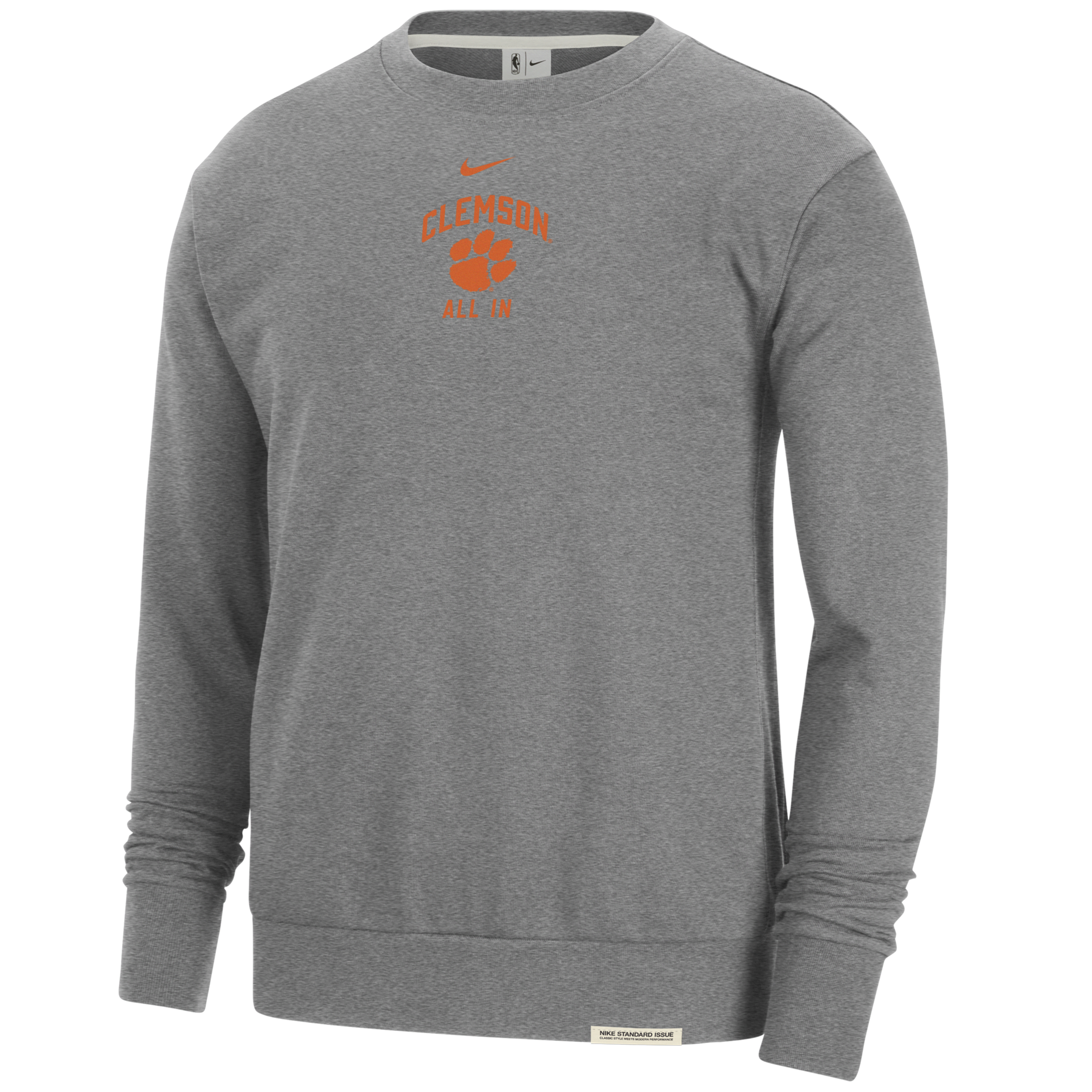 Nike Clemson Standard Issue  Men's College Fleece Crew-neck Sweatshirt In Grey