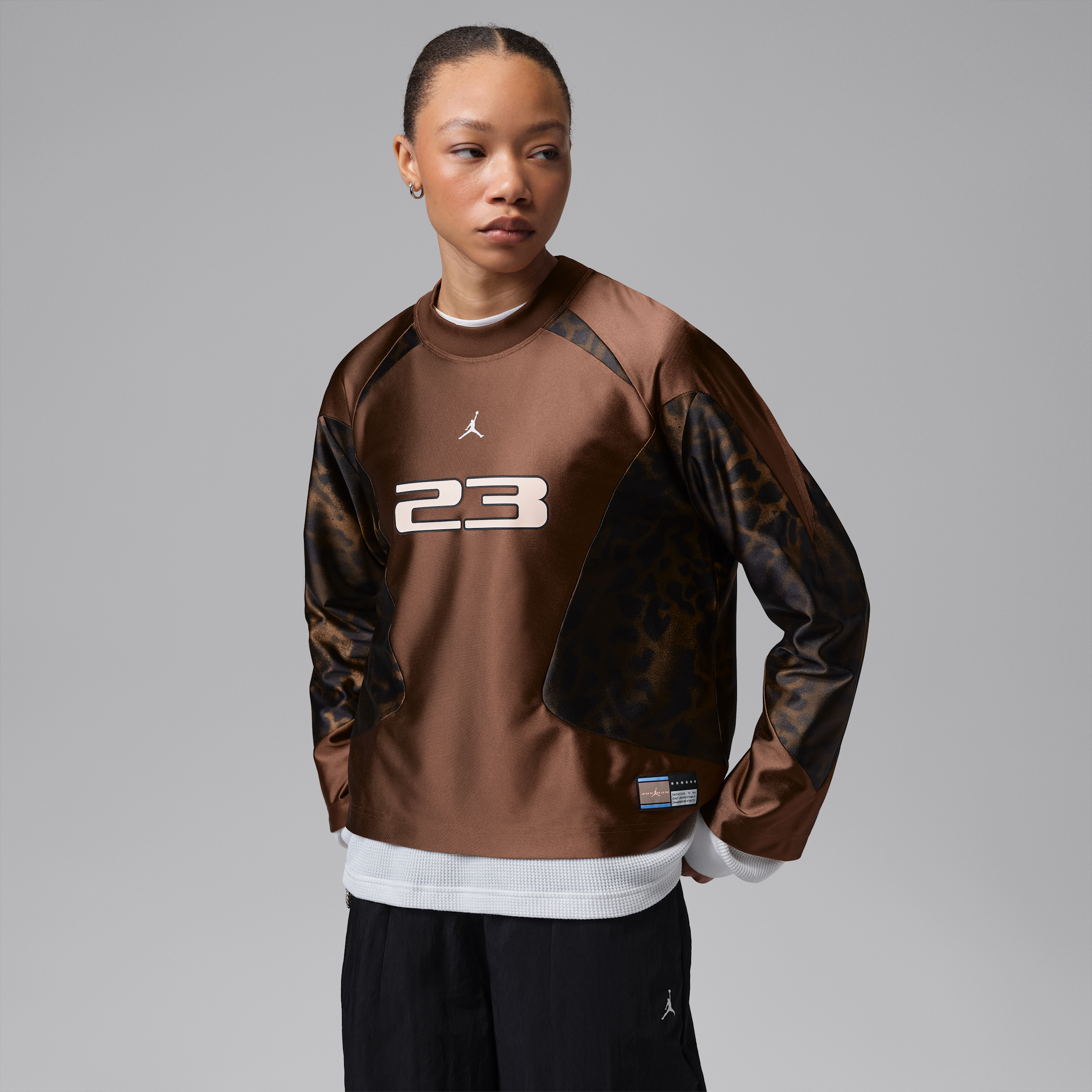 Women's Jordan Brooklyn Long-Sleeve Jersey in Brown | IQ4019-259
