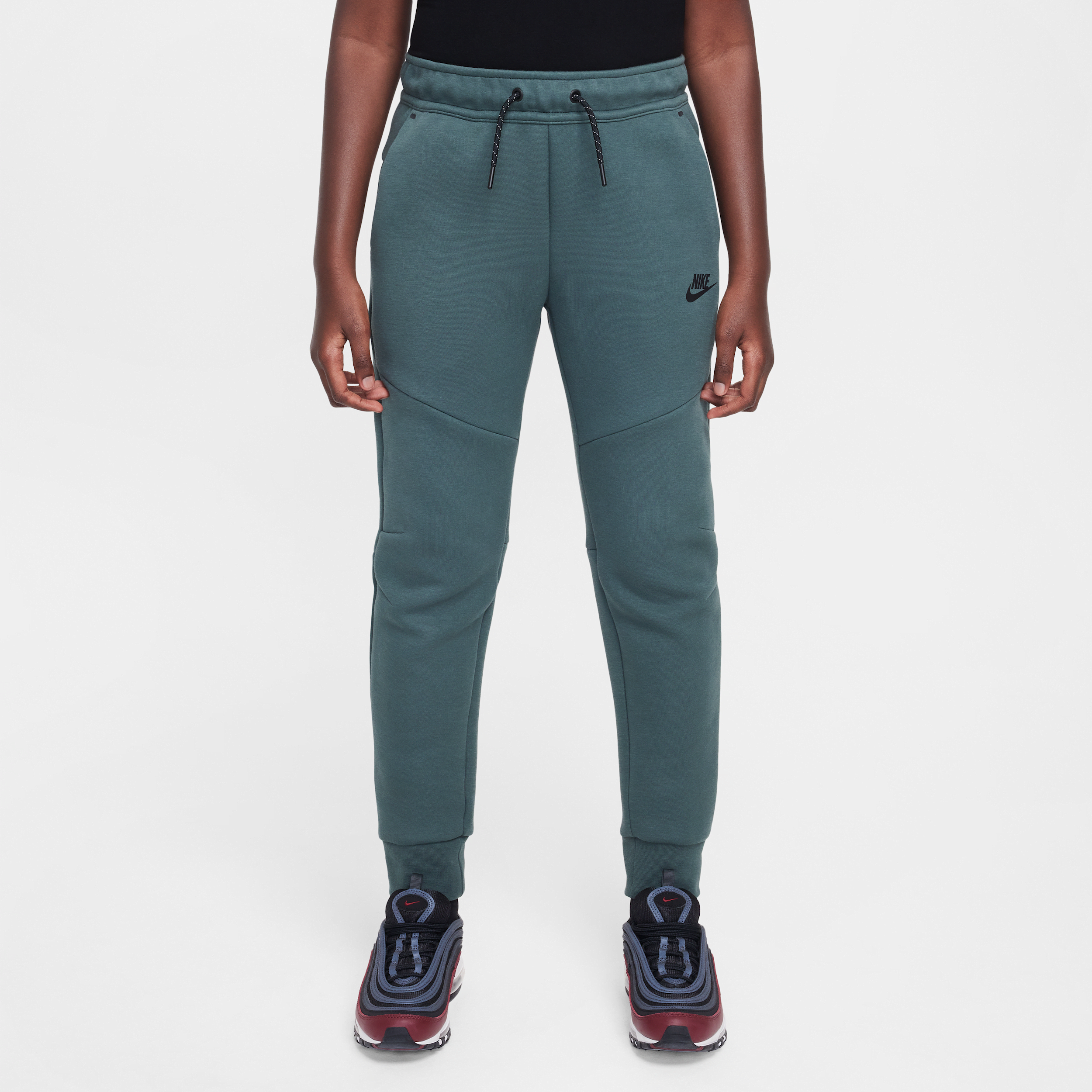 Nike Sportswear Tech Fleece Big Kids' Jogger Trousers In Vintage Green/black/black