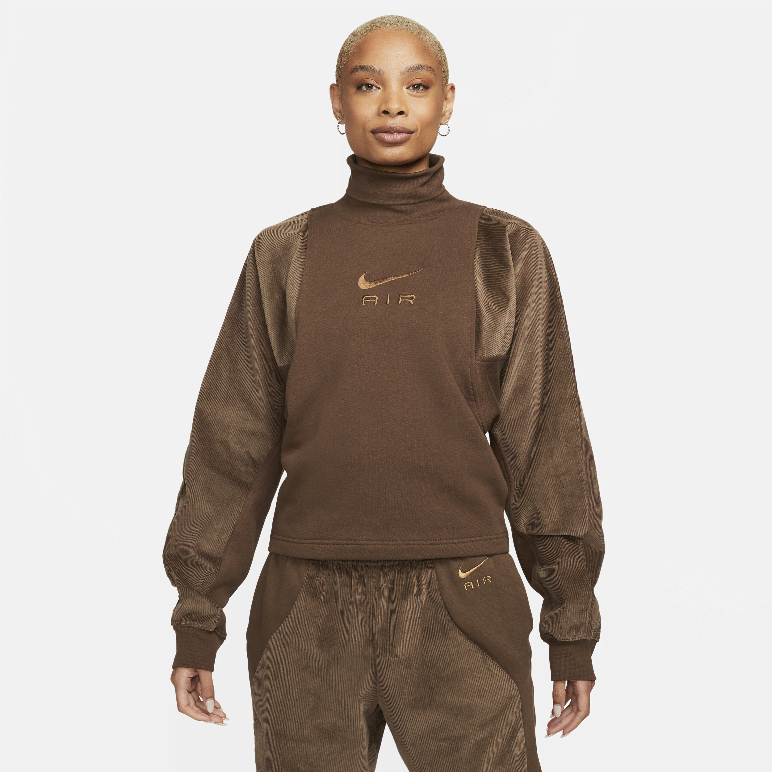 NIKE WOMEN'S AIR CORDUROY FLEECE TOP,14206702