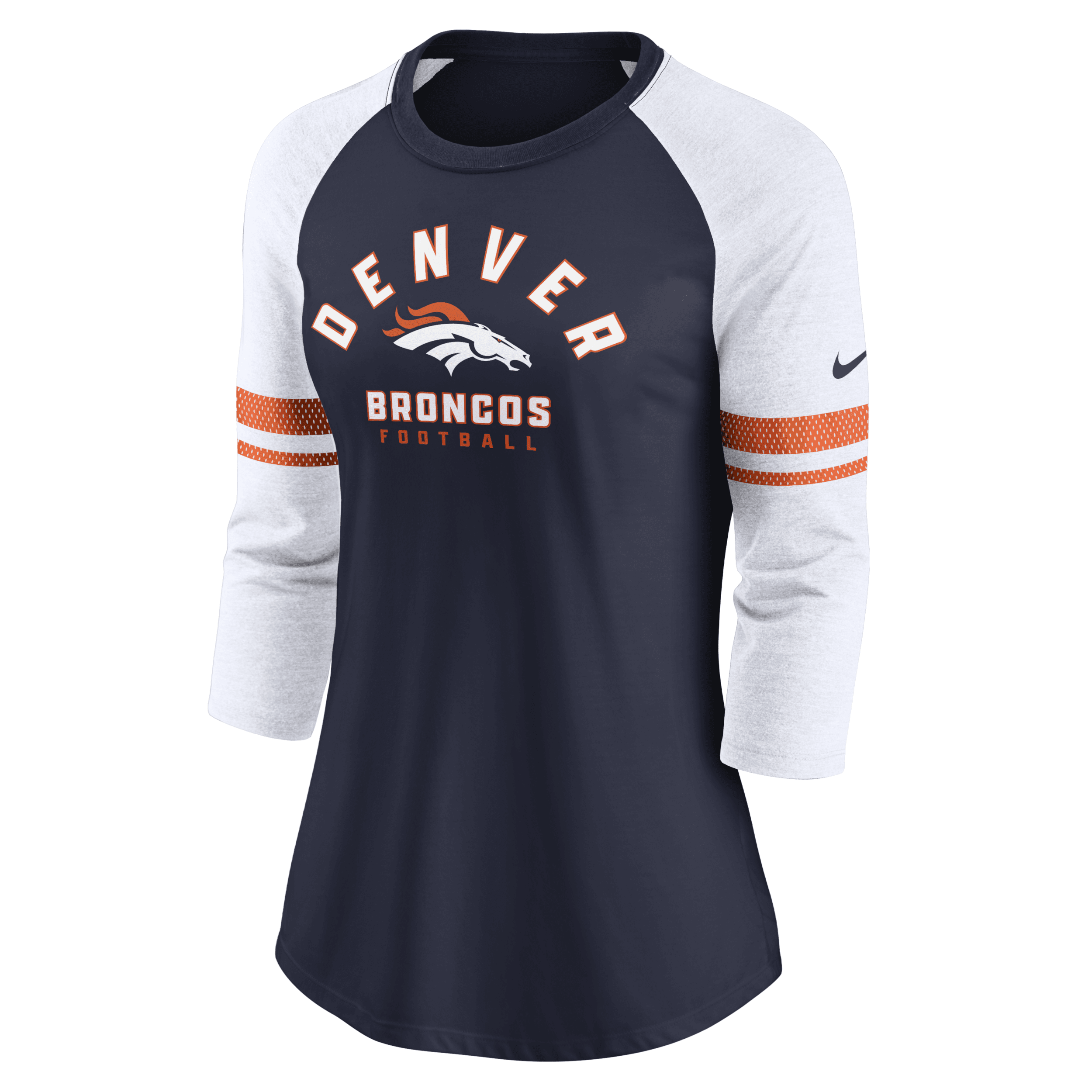 Nike Women's Fashion (NFL Denver Broncos) 3/4-Sleeve T-Shirt in Blue, Size: Large | NKNW044P8W-06O