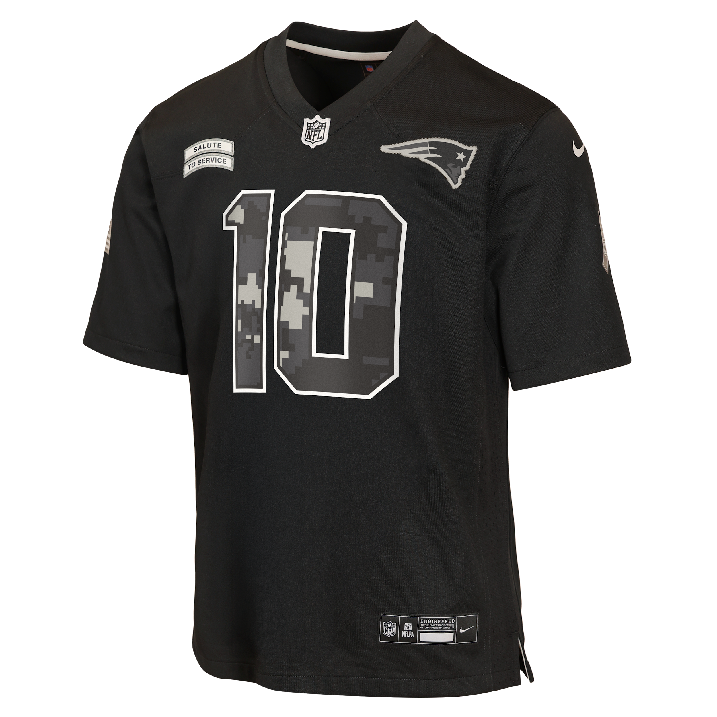 Drake Maye New England Patriots Salute to Service Big Kids' Nike NFL Game Jersey in Black | Z1B7FEOAPATMD-NAW