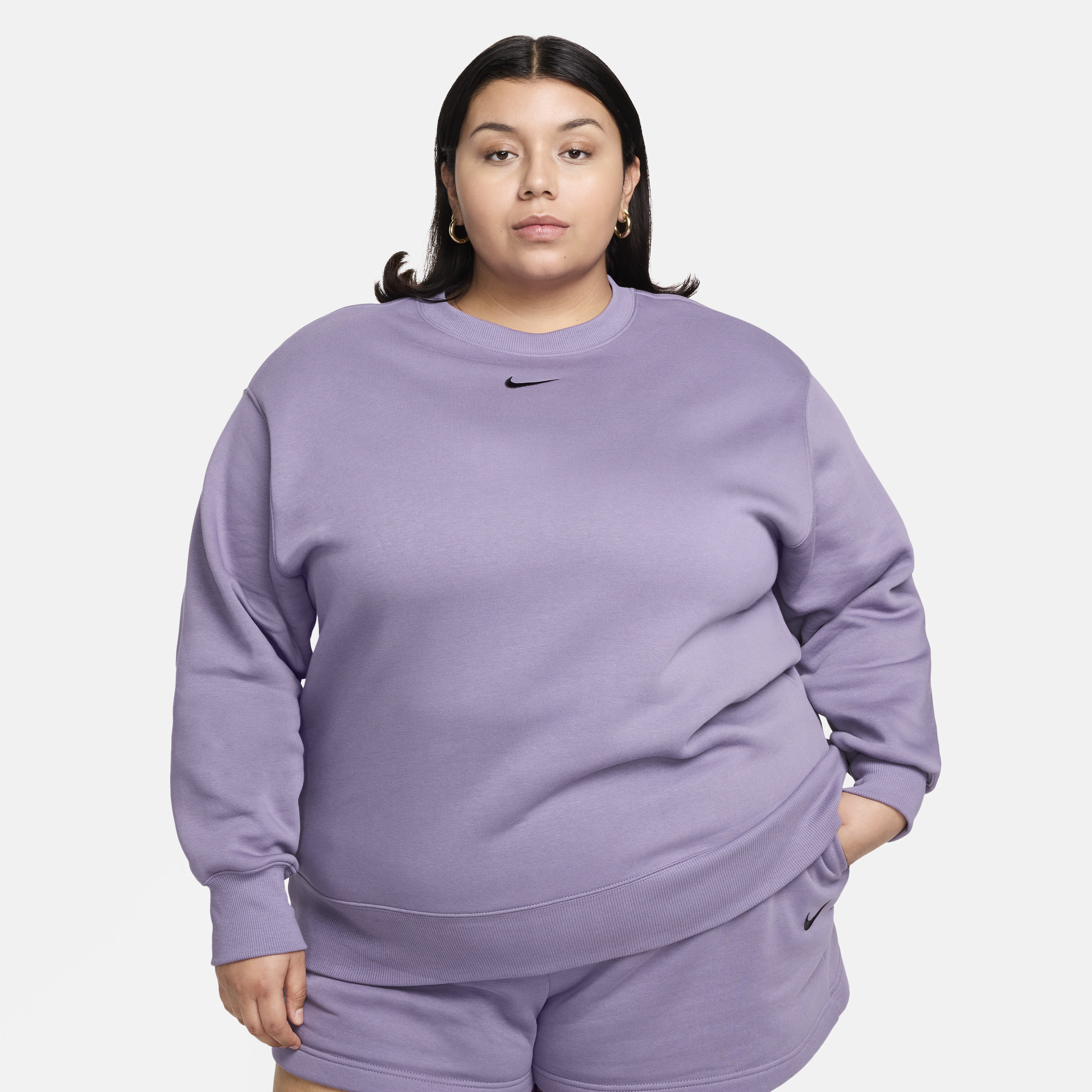 Shop Nike Women's  Sportswear Phoenix Fleece Oversized Crew-neck Sweatshirt (plus Size) In Purple