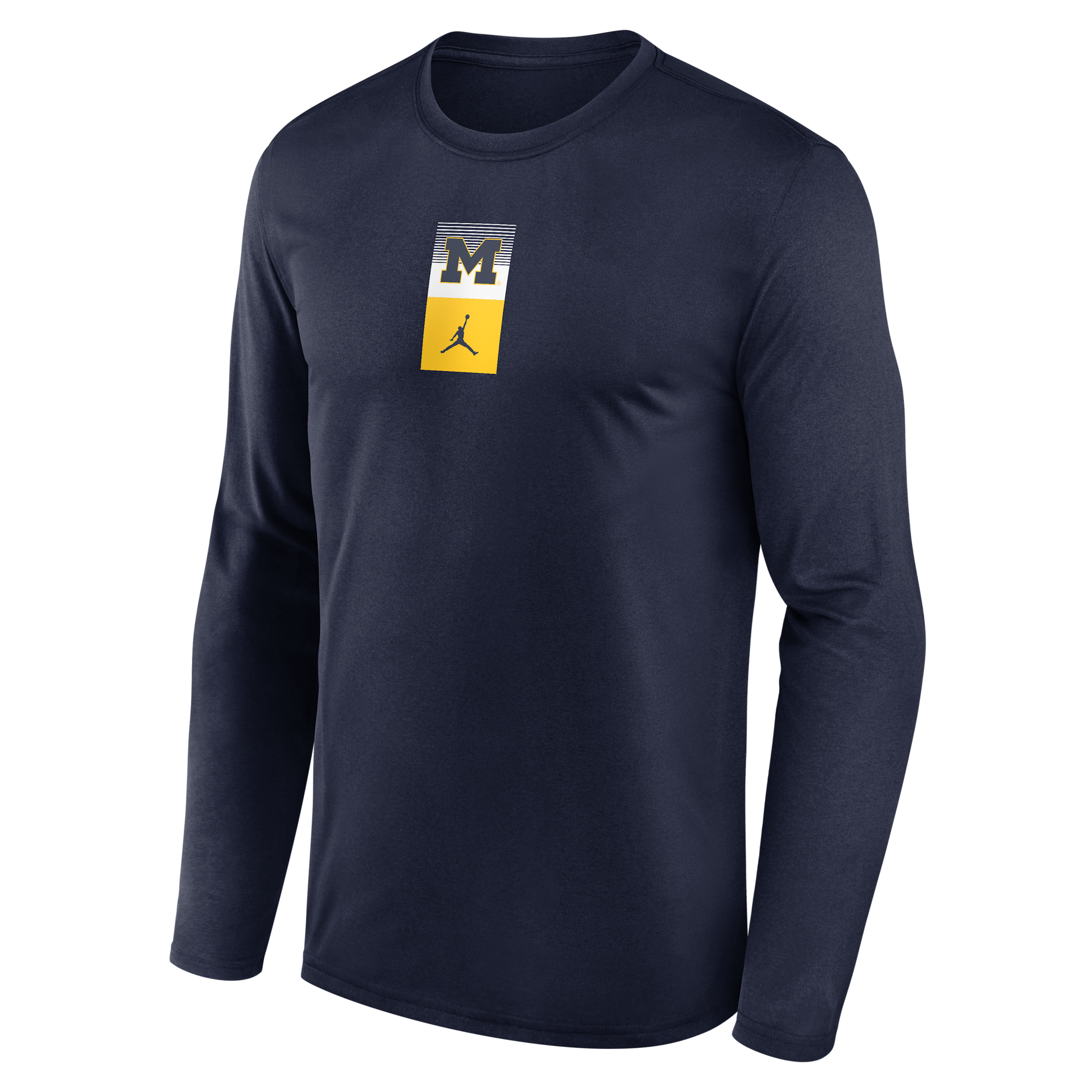 Men's Michigan Primetime Stack Legend Jordan Brand Dri-FIT College Long-Sleeve T-Shirt in Blue | NJGT41SMWN-5SR