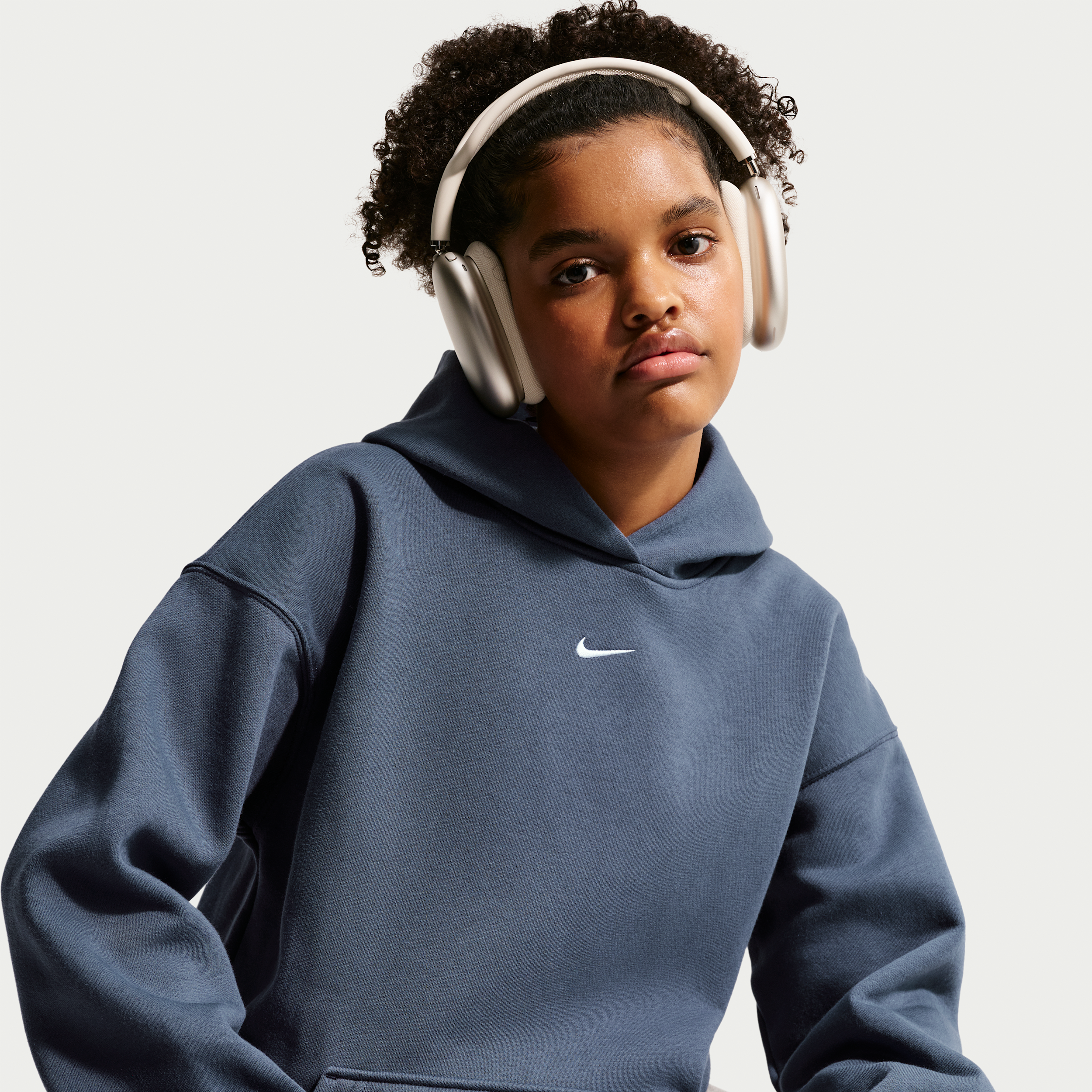 Women's Nike Sportswear Studio Fleece Girls' Oversized Pullover Hoodie in Blue | IM4964-437