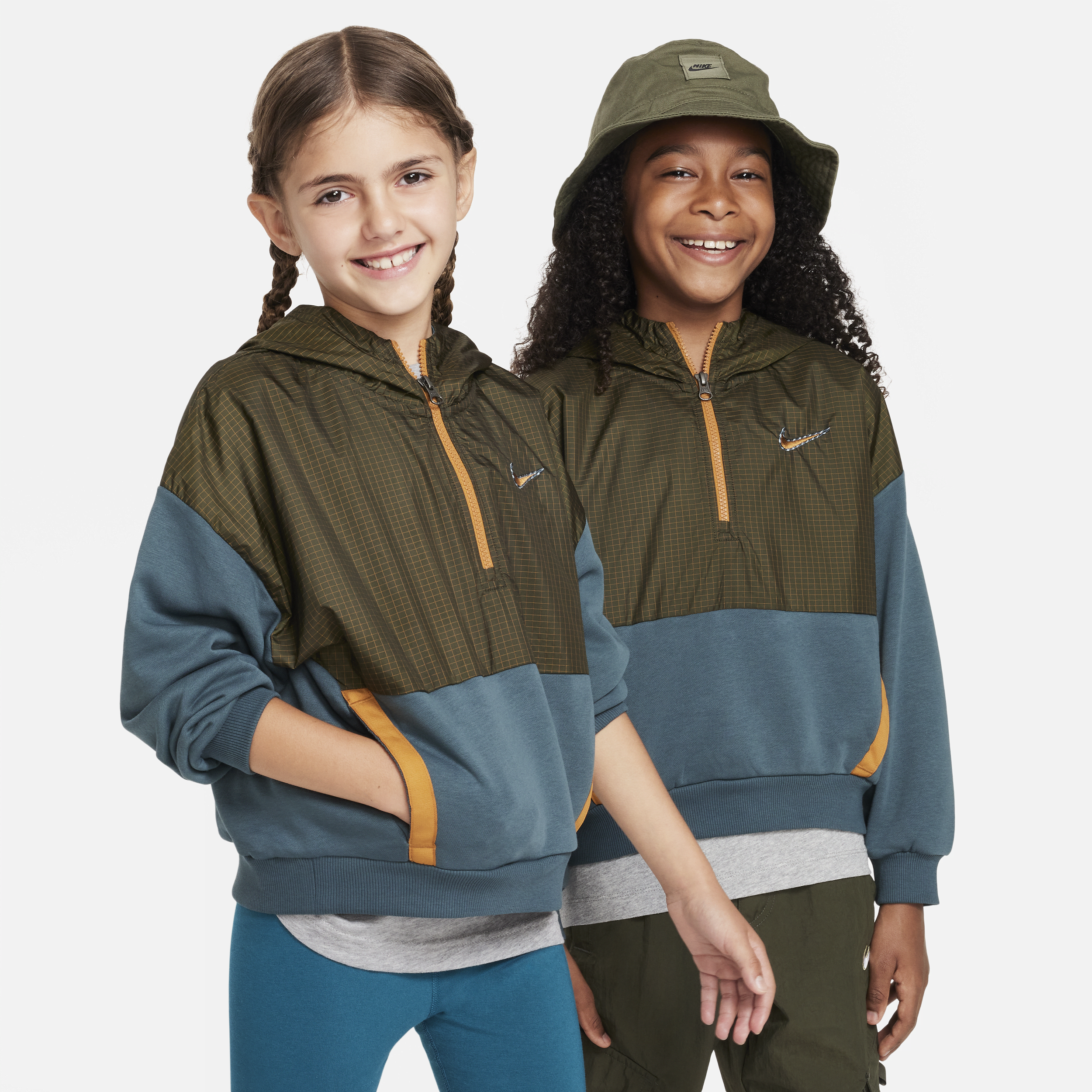 Nike Outdoor Play Big Kids' Oversized 1/2-zip Hoodie In Grey