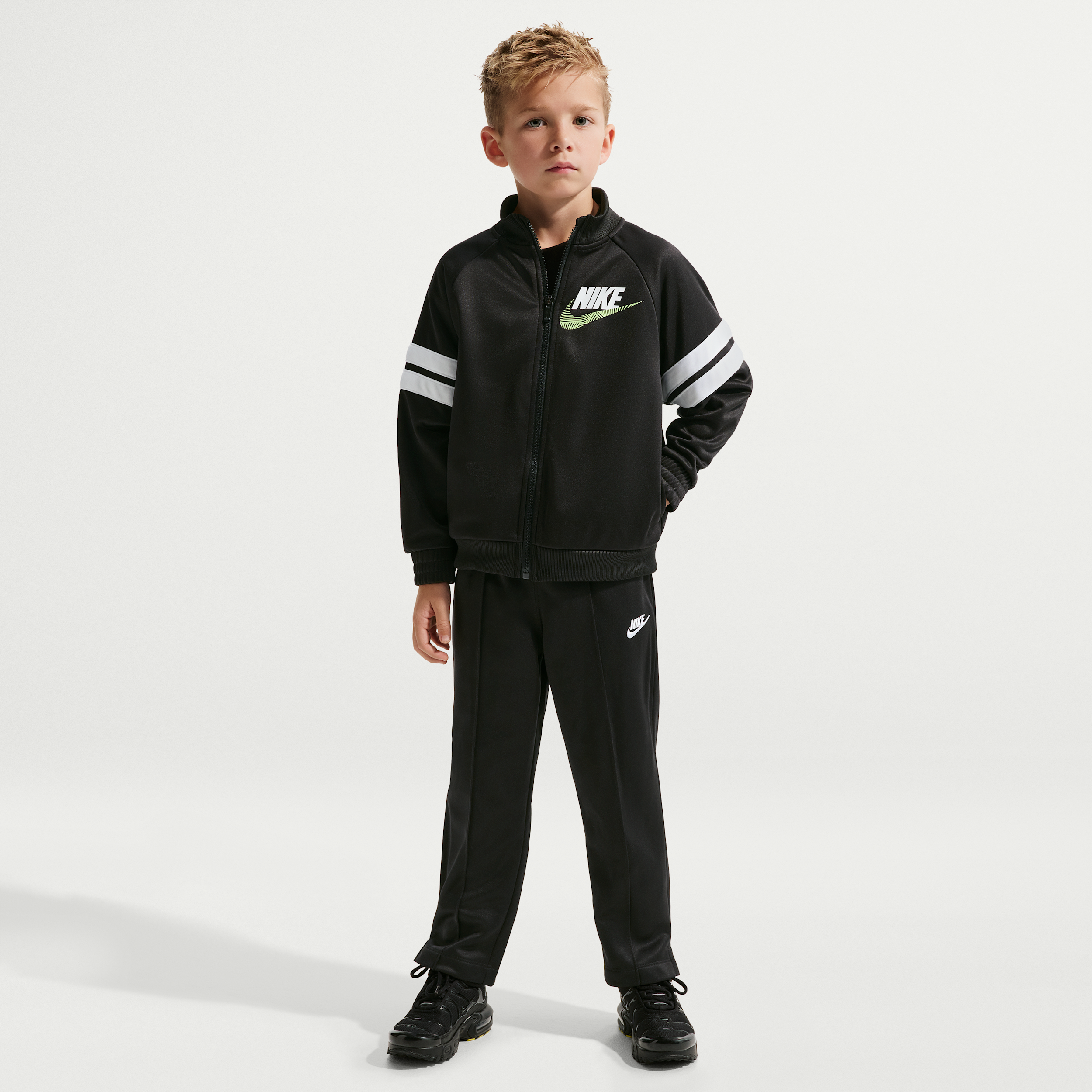 Nike Sportswear In The Zone Little Kids' Dri-FIT 2-Piece Oversized Track Set in Black | 86N739-023