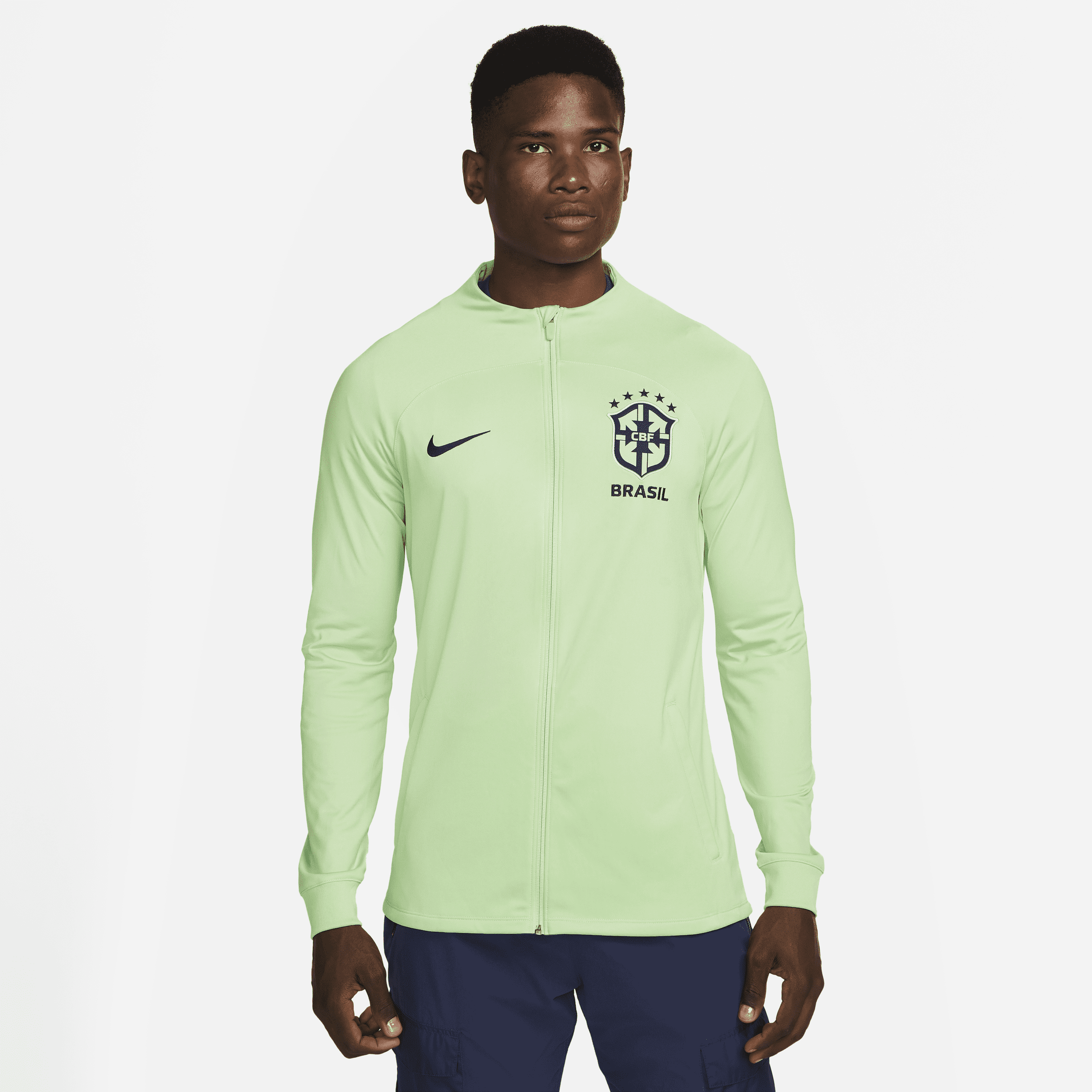 Nike Brazil Strike  Men's Dri-fit Knit Soccer Track Jacket In Green
