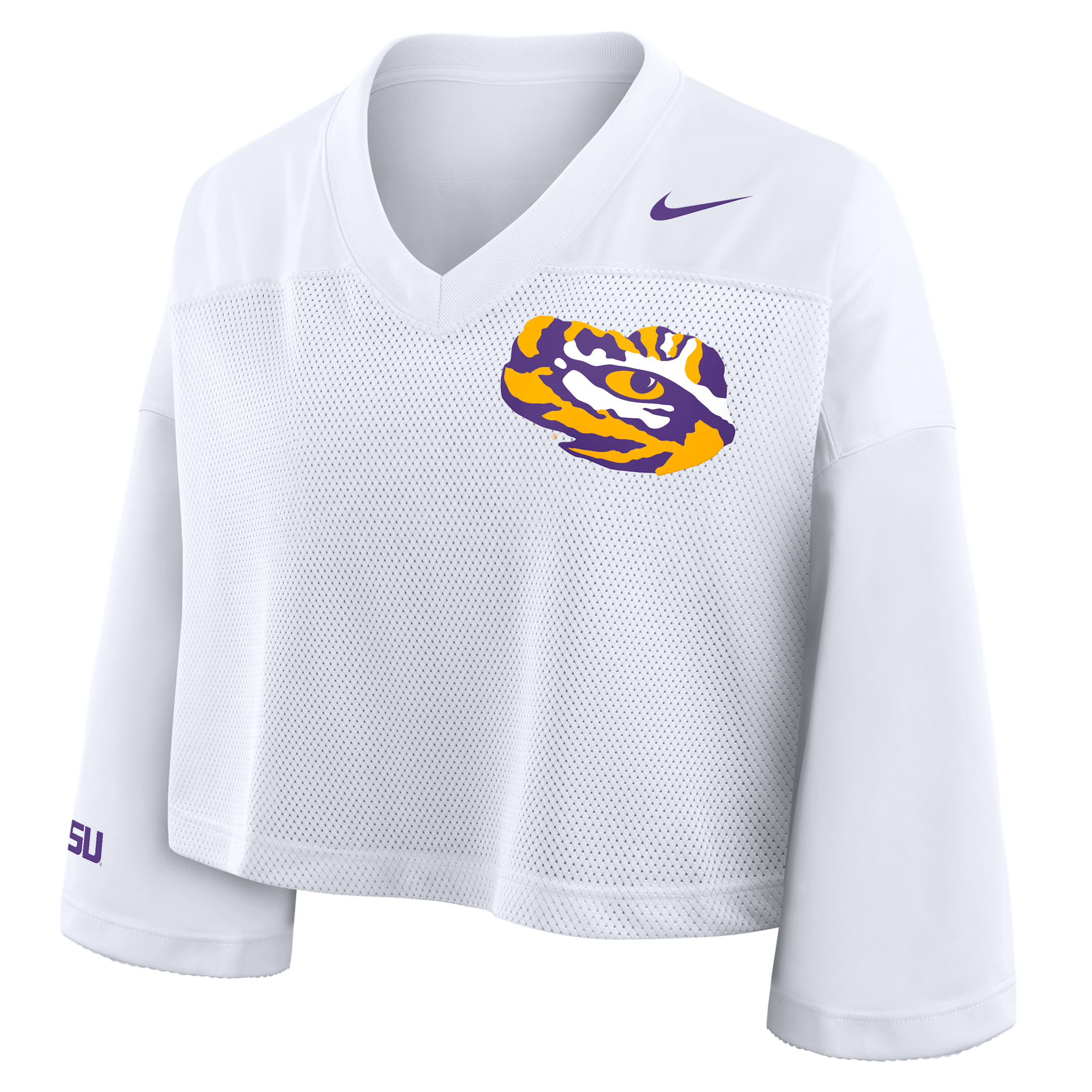 Nike Lsu Jersey Women's Dri-fit College Cropped Top In White