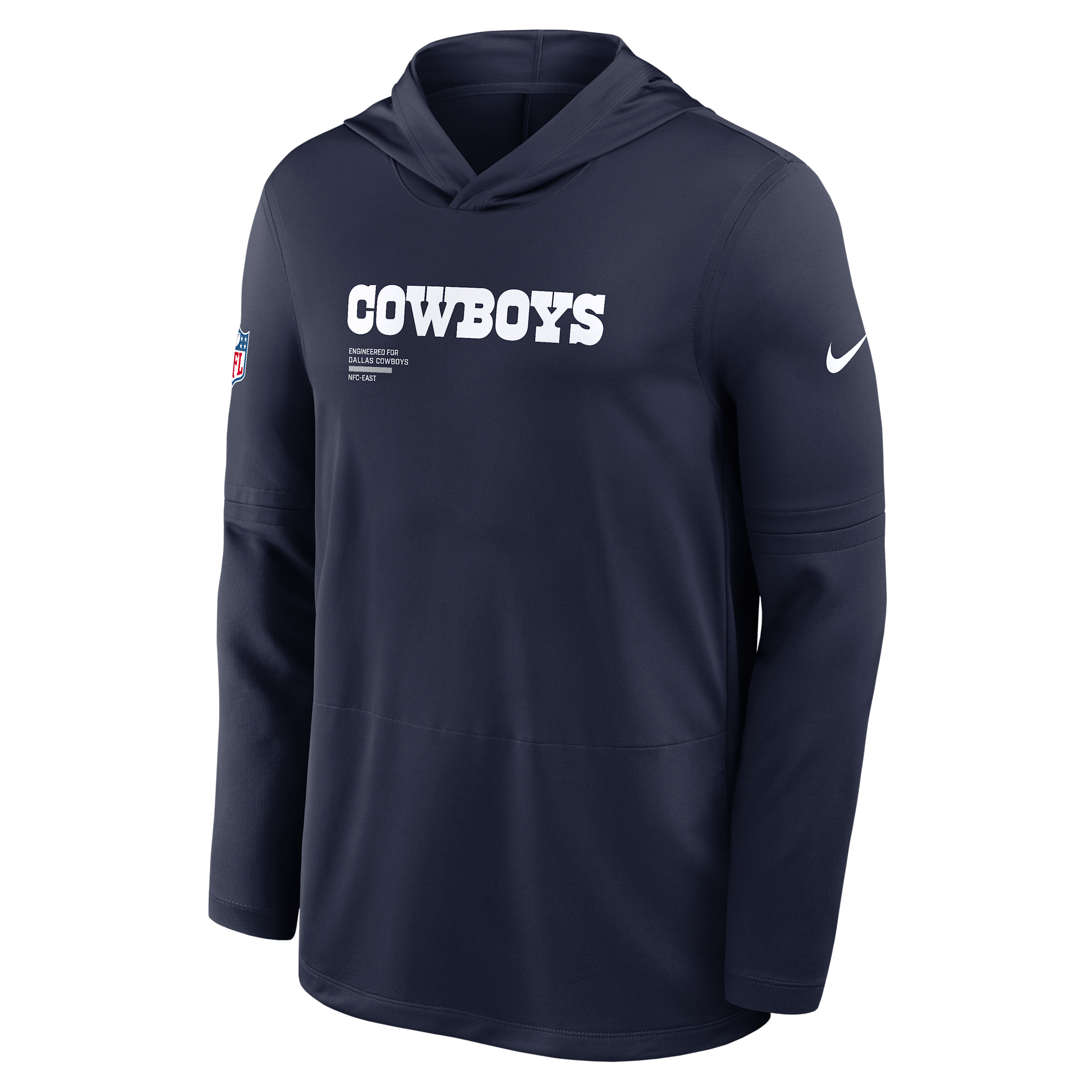 Nike Navy Dallas Cowboys Sideline Pure Fury Performance Long Sleeve Hoodie T-shirt In Blue