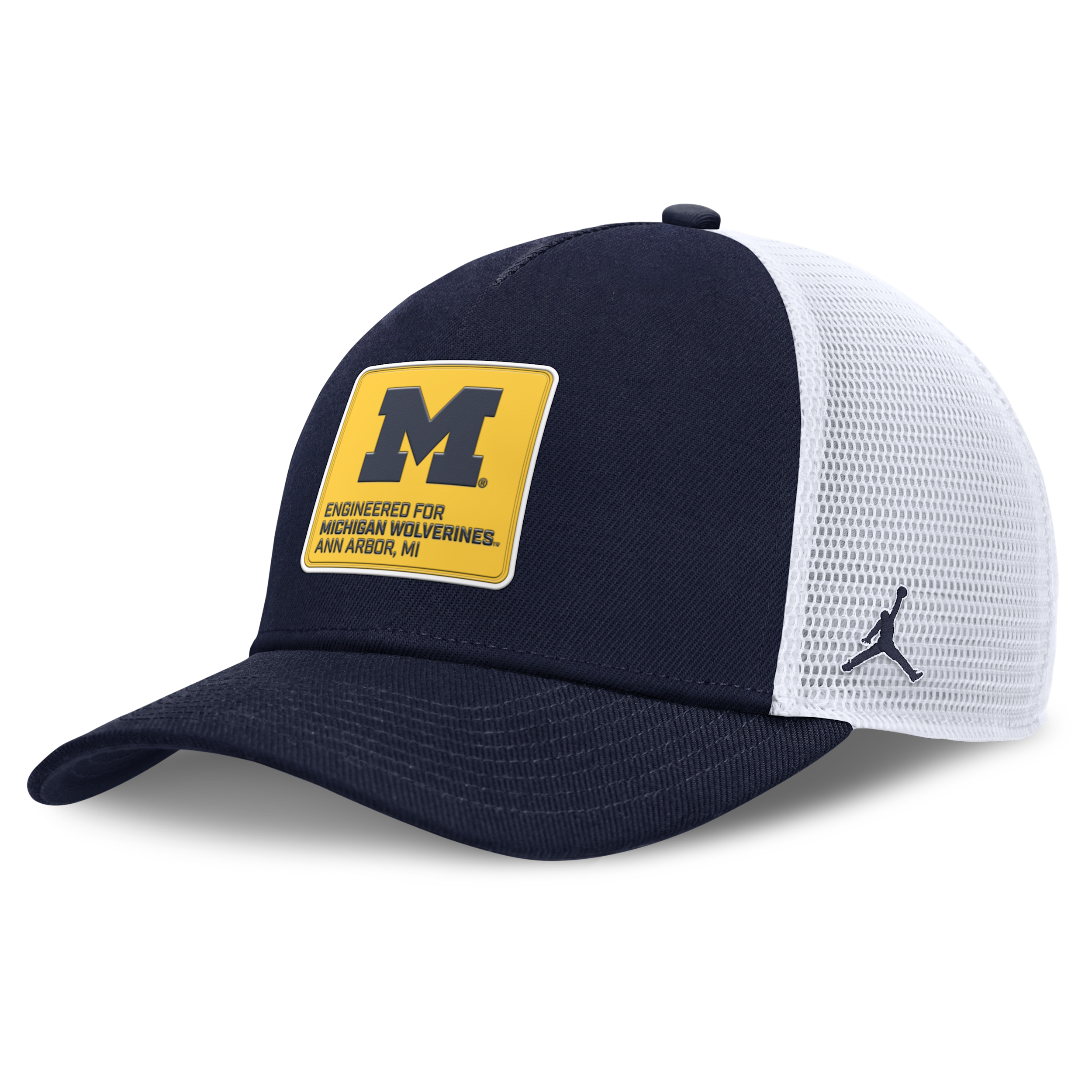 Jordan Men's Michigan On-field Rise Engineered Brand College Trucker Adjustable Hat In Blue