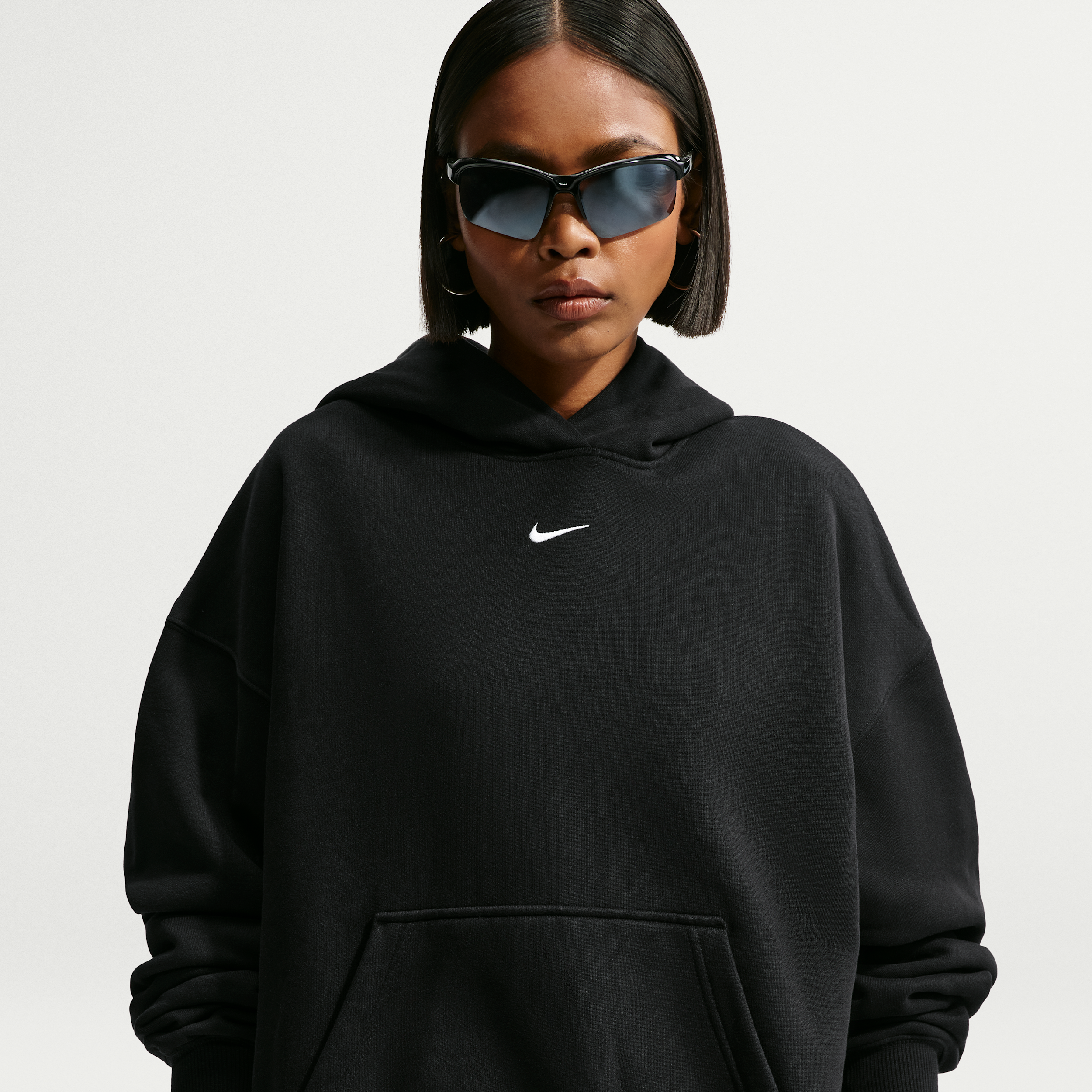 Nike Women's Studio Fleece Medium Weight Oversized Pullover Hoodie in Black | IM8502-001