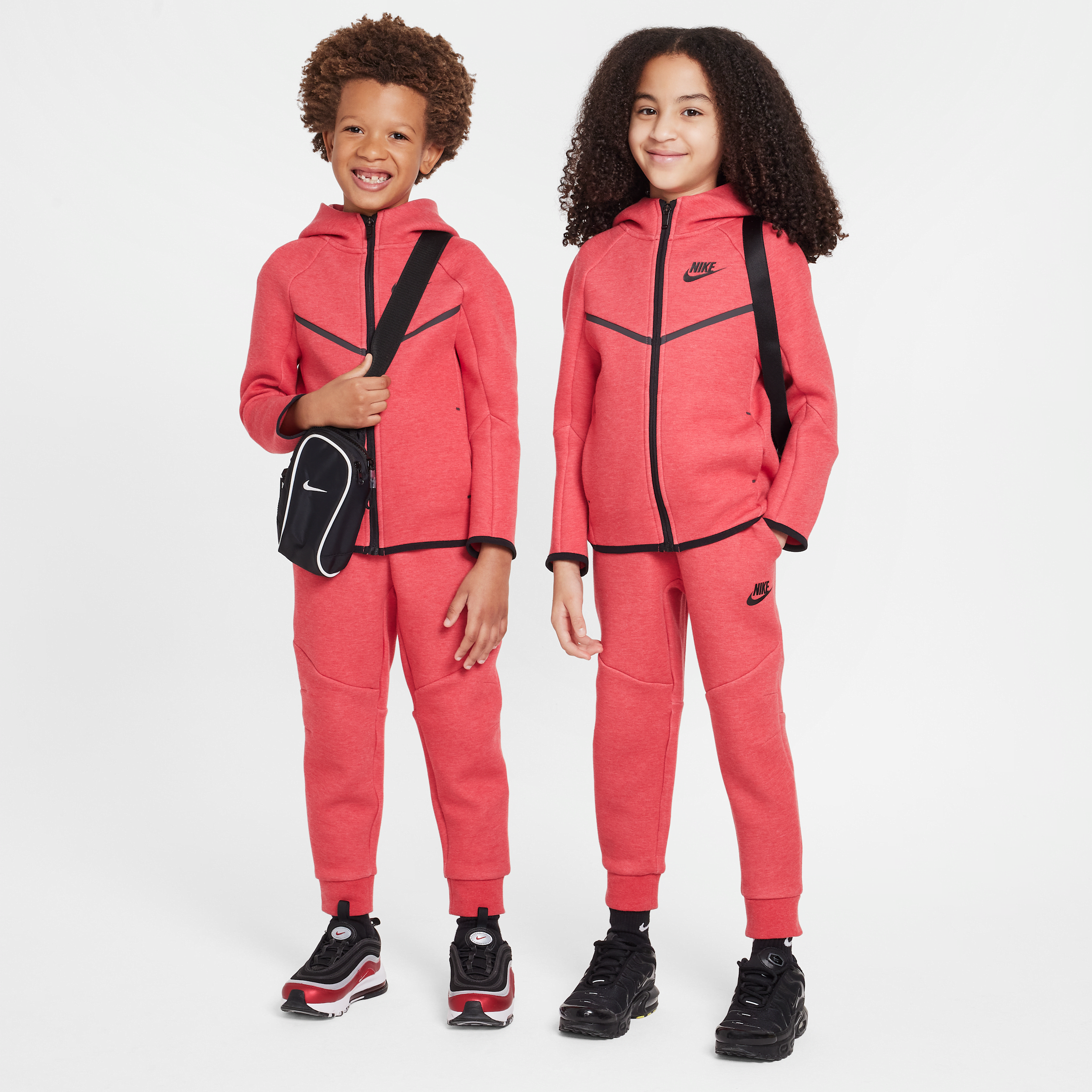 Nike Sportswear Little Kids' Tech Fleece 2-piece Full-zip Set In Red