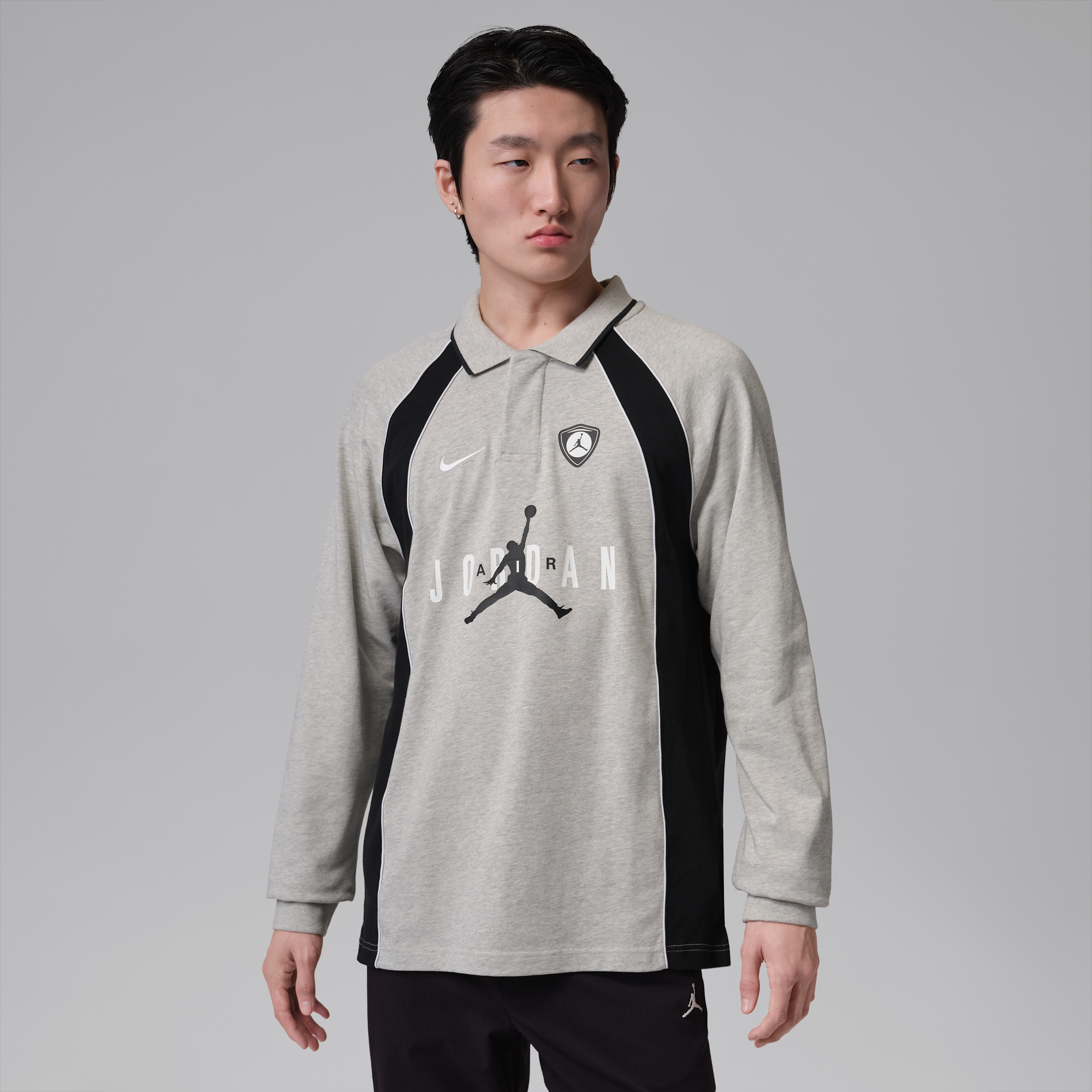 Men's Jordan Flight Long-Sleeve Polo Jersey in Grey | IF1915-050