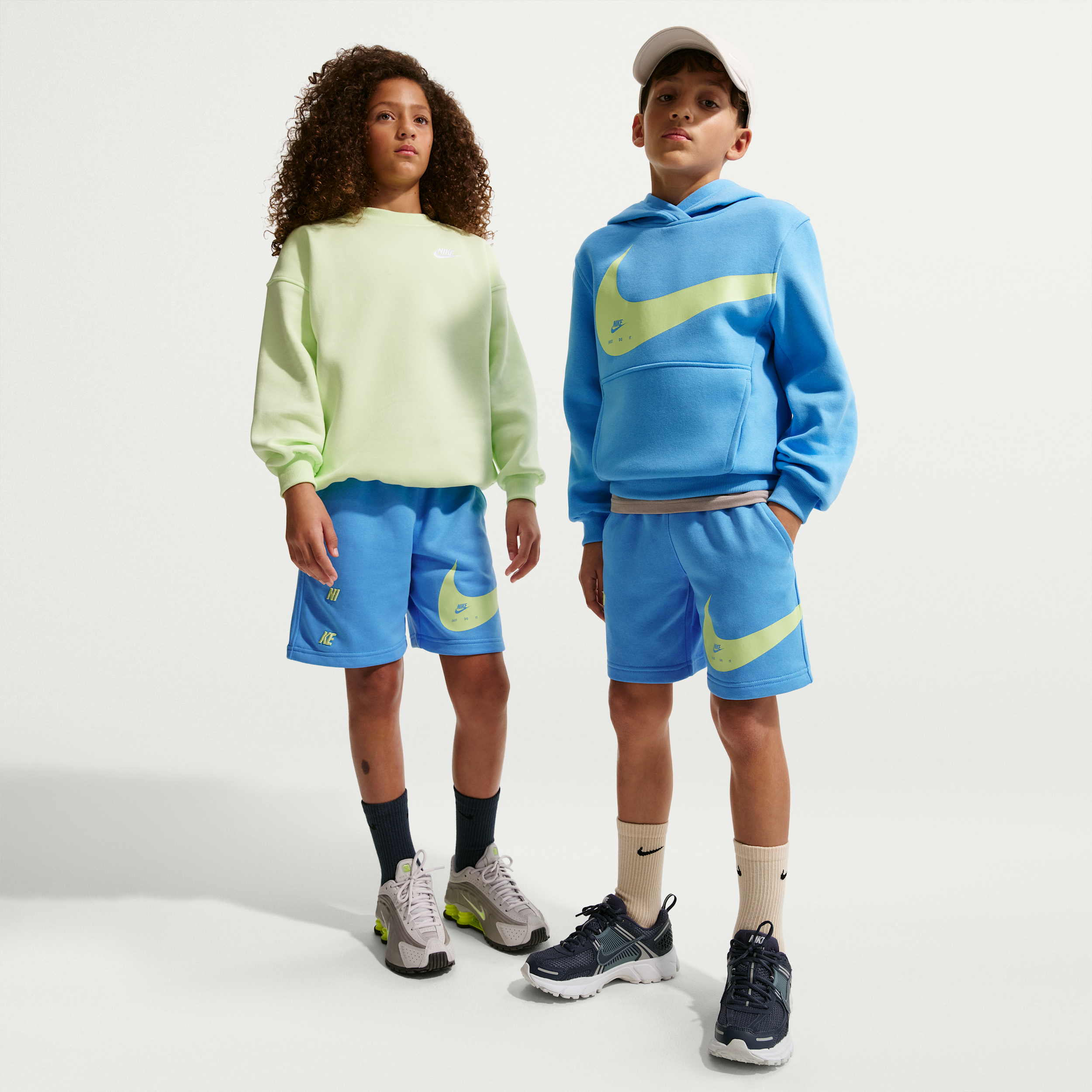 Nike Kids' Sportswear Club Logo Detail Shorts - University Blue/lt Liquid Lime
