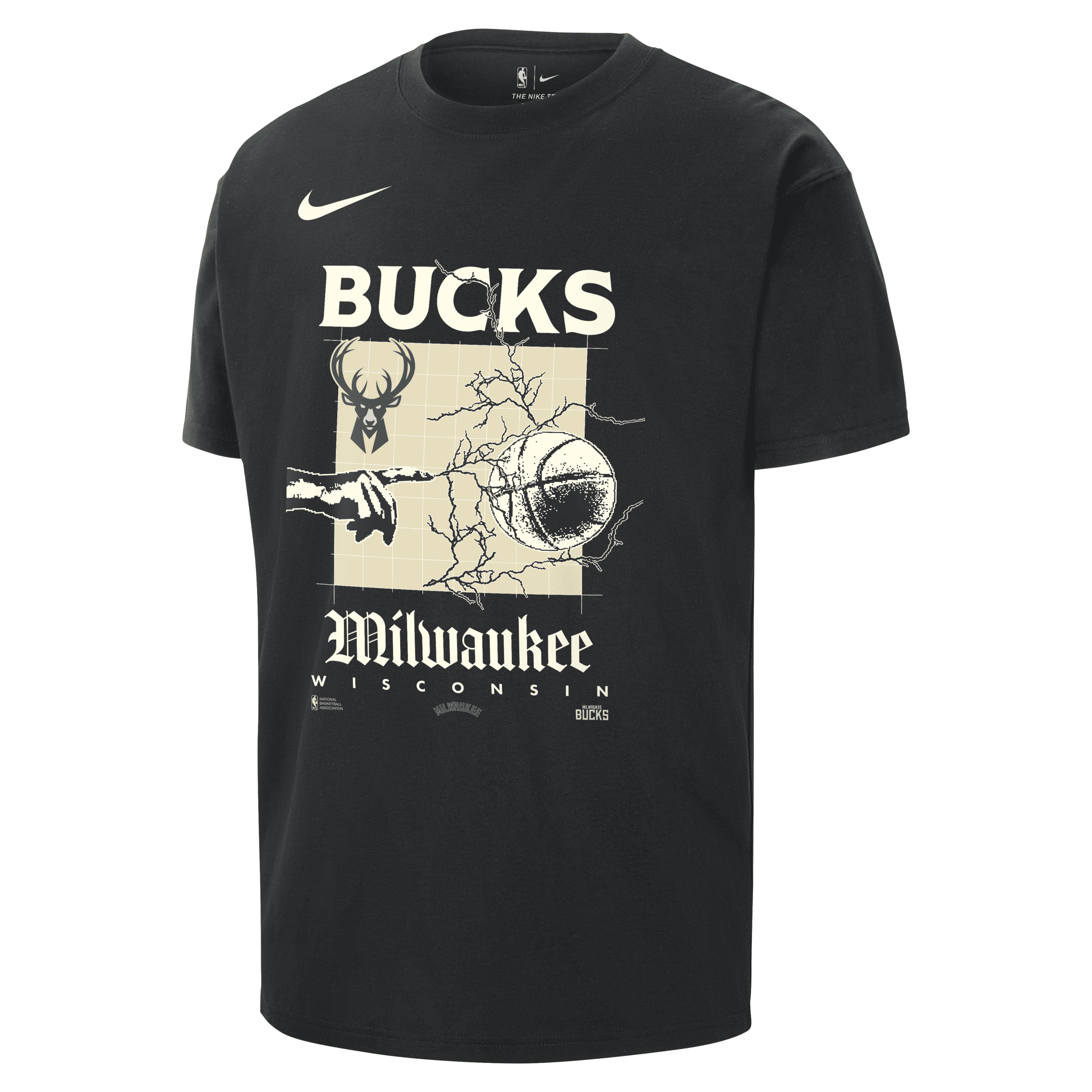 Nike Milwaukee Bucks Courtside  Men's Nba Max90 T-shirt In Black