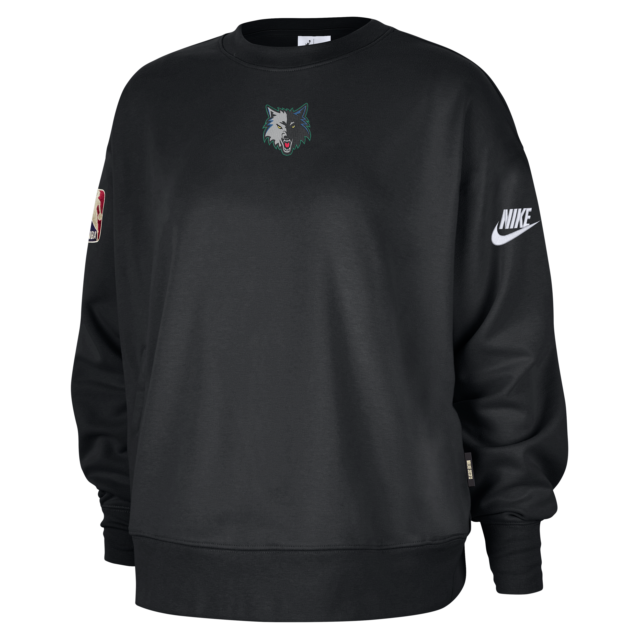 Nike Minnesota Timberwolves Hardwood Classics Women's Nba Phoenix Fleece Premium Crewneck Sweatshirt In Black