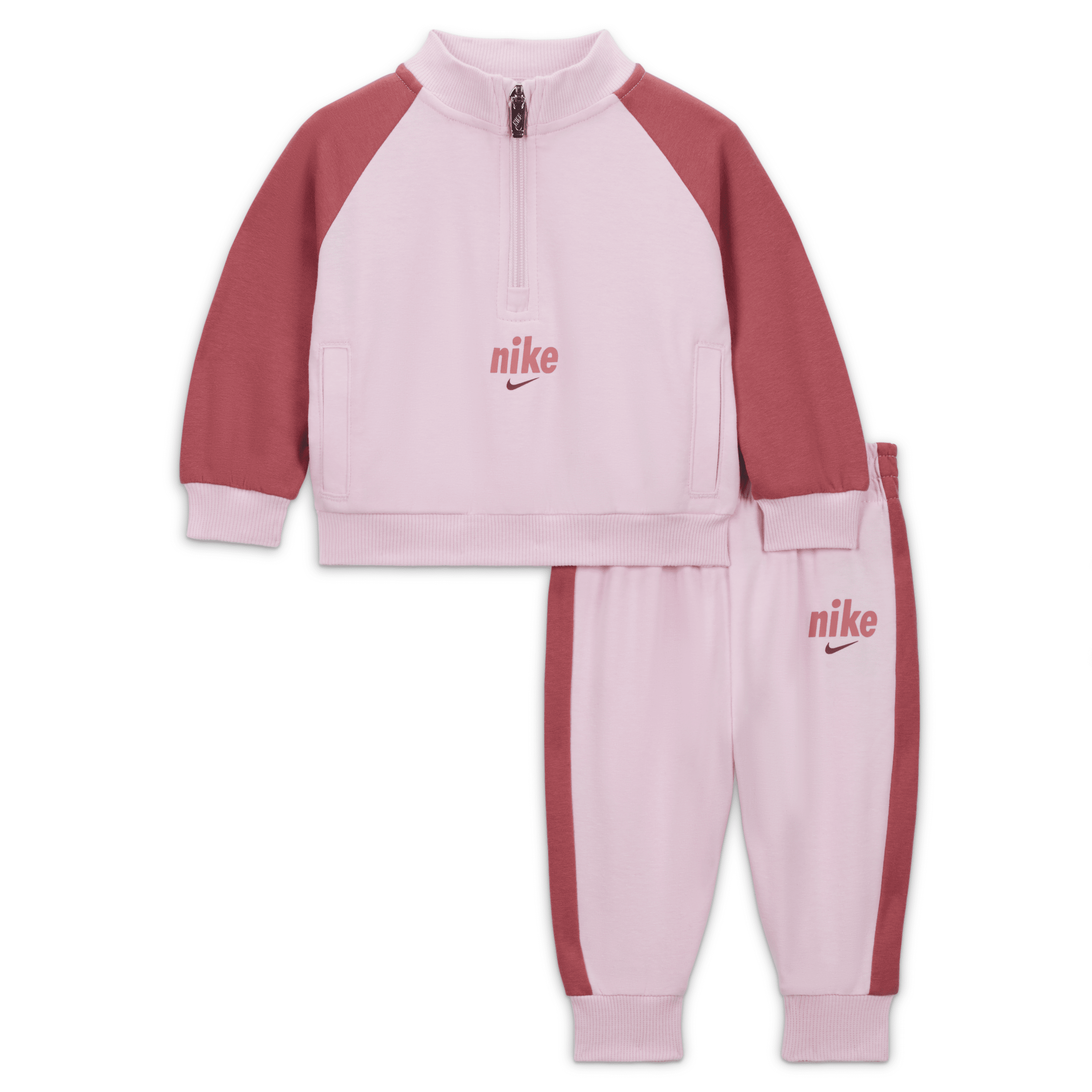 Nike E1d1 Baby (0-9m) 2-piece Half-zip Set In Pink