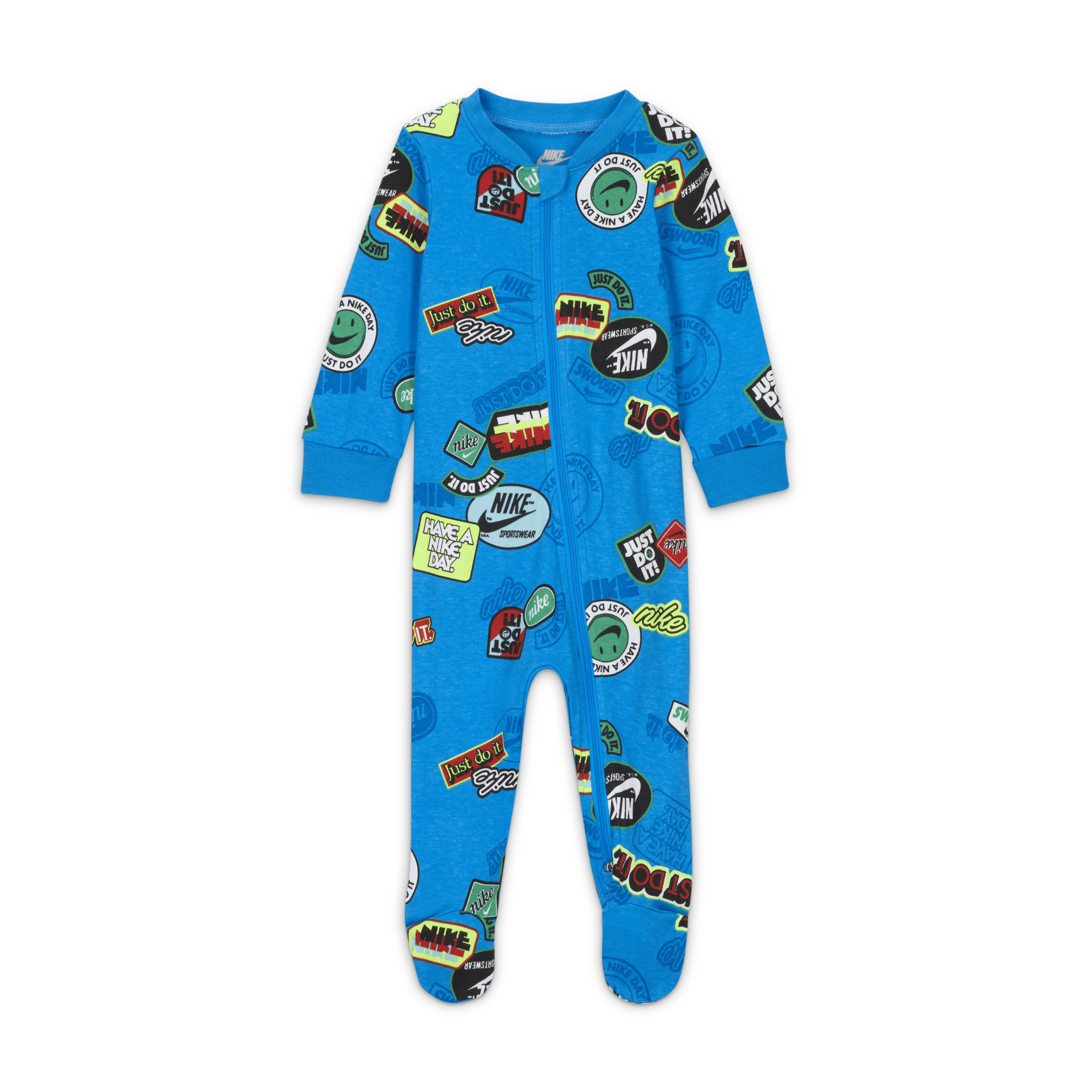 Nike Sportswear Baby (0-9m) Printed Footed Coverall In Blue