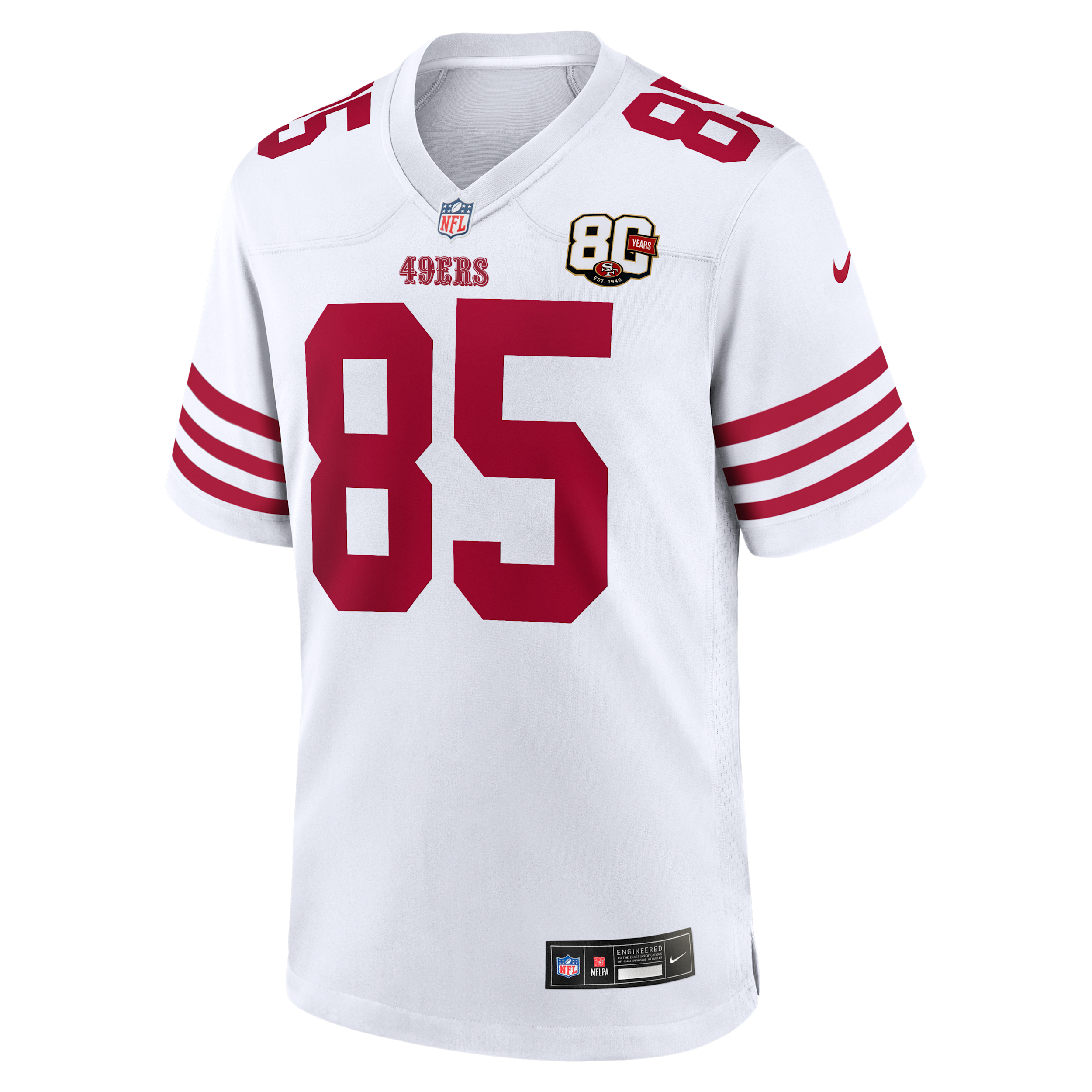 George Kittle San Francisco 49ers 80th Anniversary Nike Men's NFL Game Jersey in White | 67NMSAGR9BF-2MR