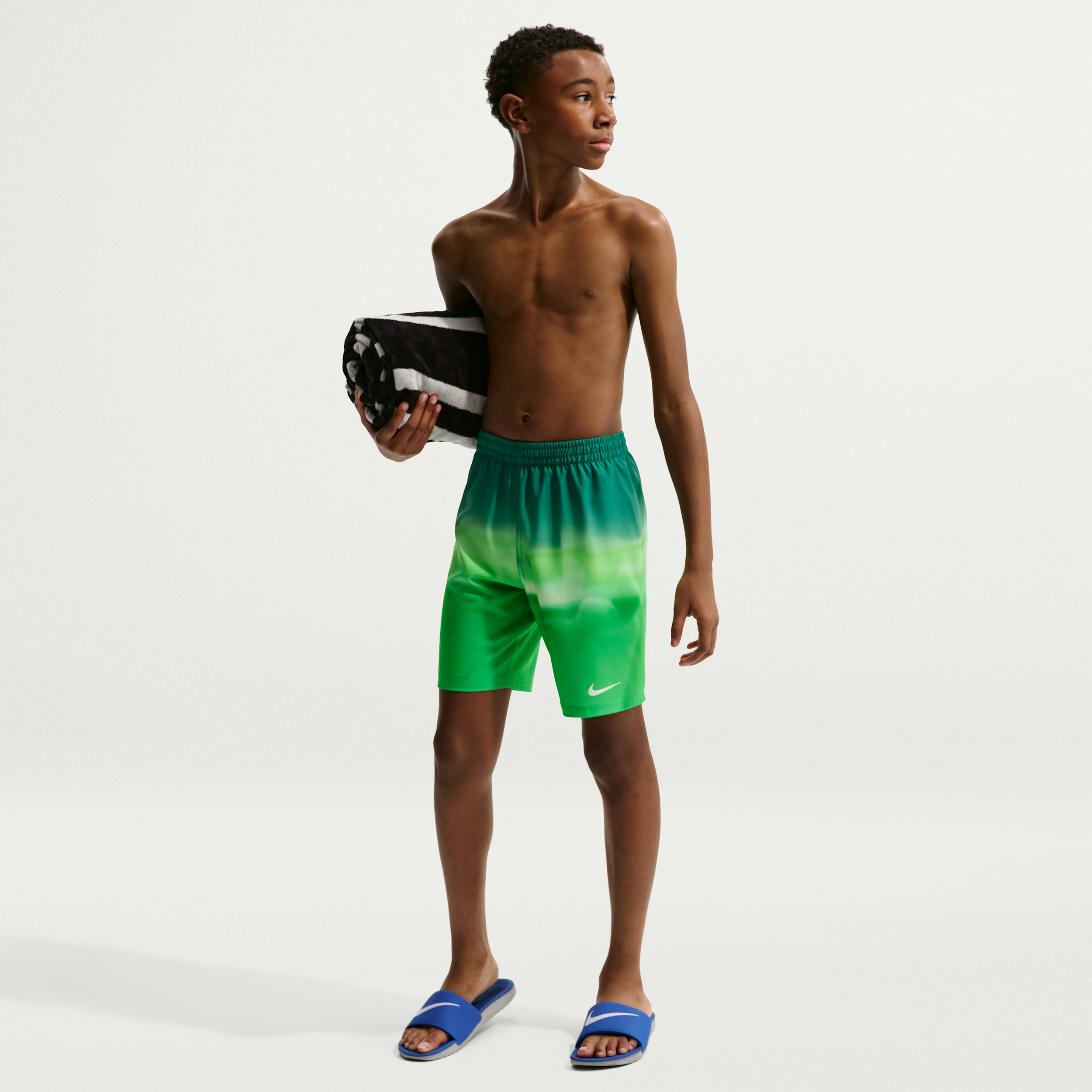 Nike Swim Breaker Big Kids' (Boys') 7" Brief-Lined Volley Short in Green | NESSG798-322