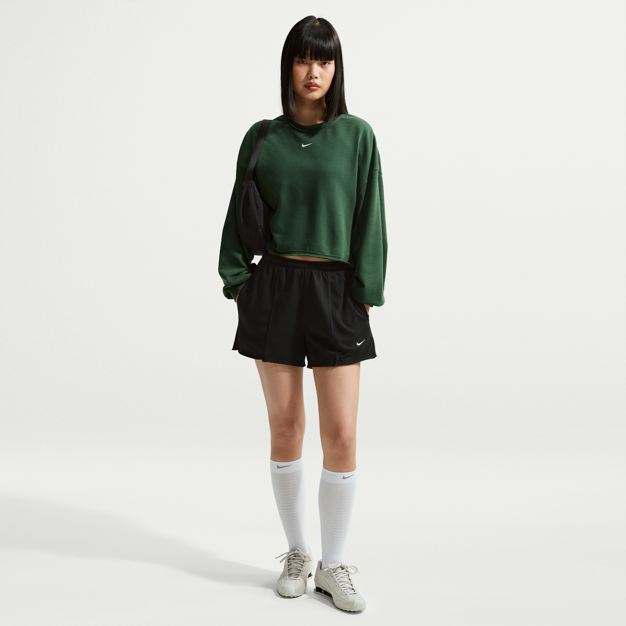Women's Nike Sportswear Chill Terry Mid-Rise French Terry Shorts in Black | II3980-010
