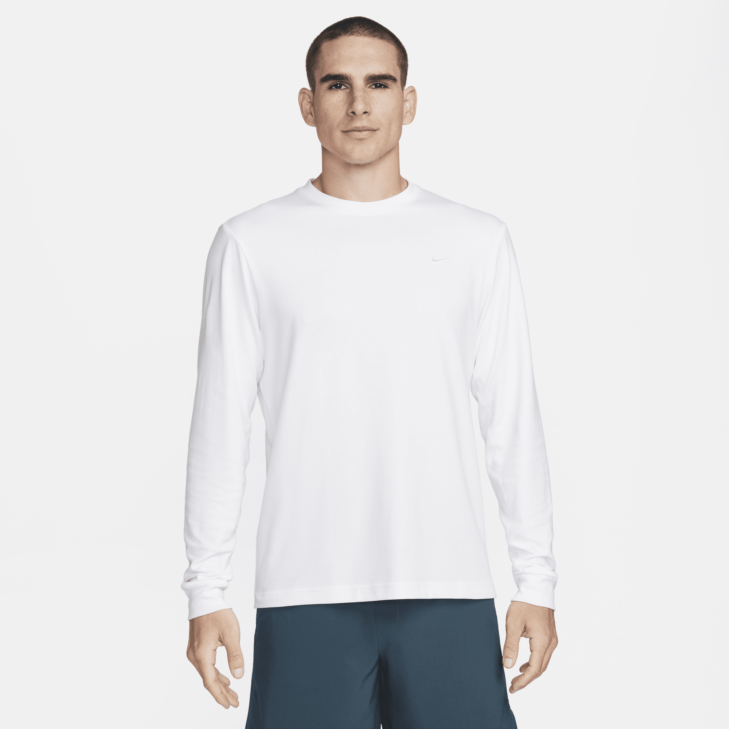 Shop Nike Men's Primary Dri-fit Long-sleeve Versatile Top In White