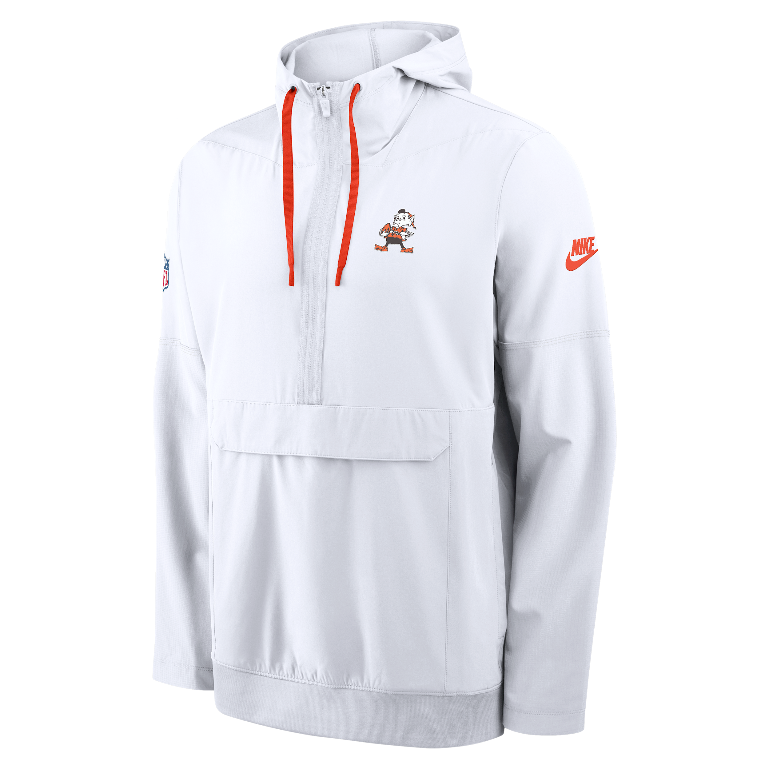 Men's Nike White Cleveland Browns Sideline Broken Rules Alternate Anorak Half-Zip Hooded Jacket