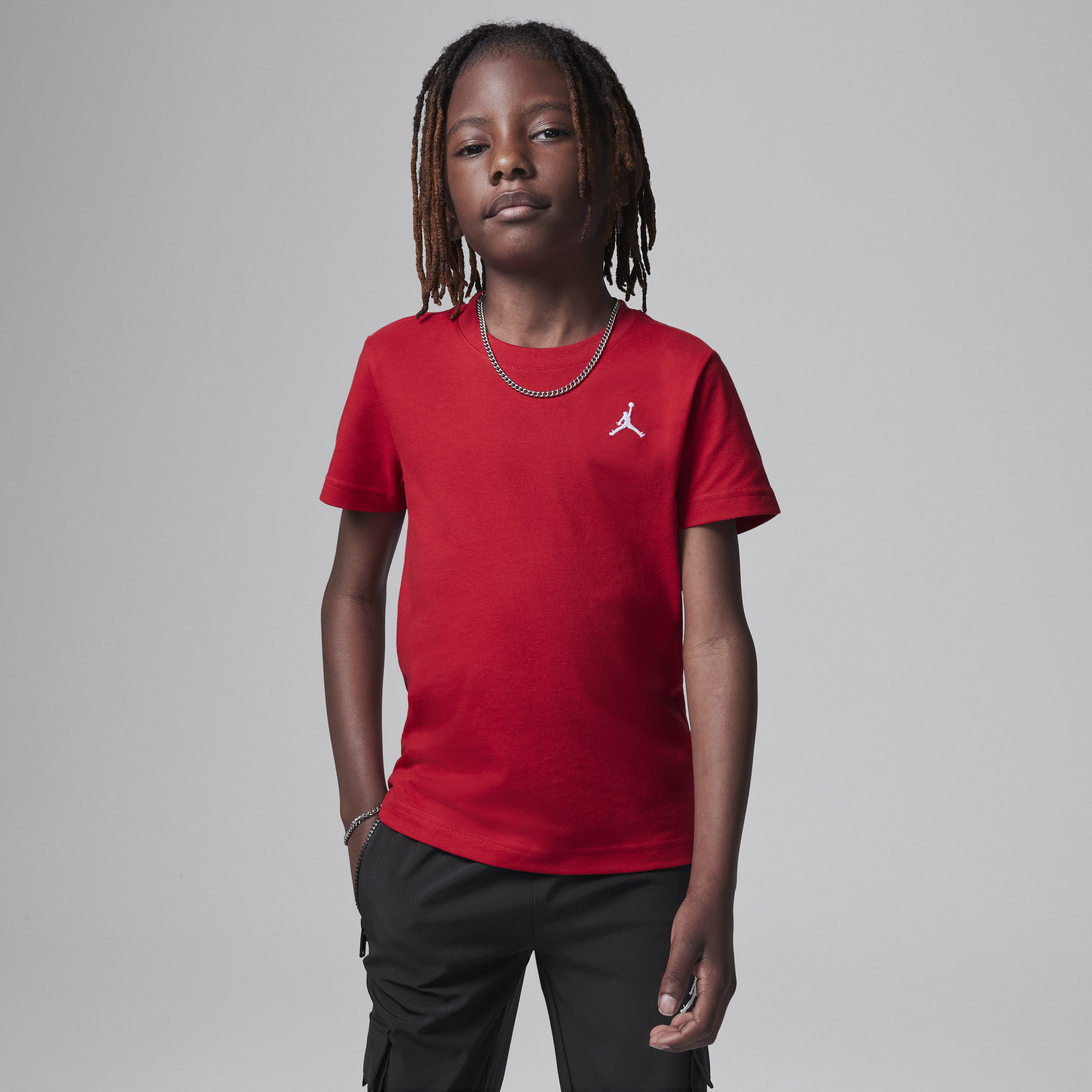 Jordan Little Kids' Jumpman Air Embroidered T-Shirt in Red | 85D266-R78