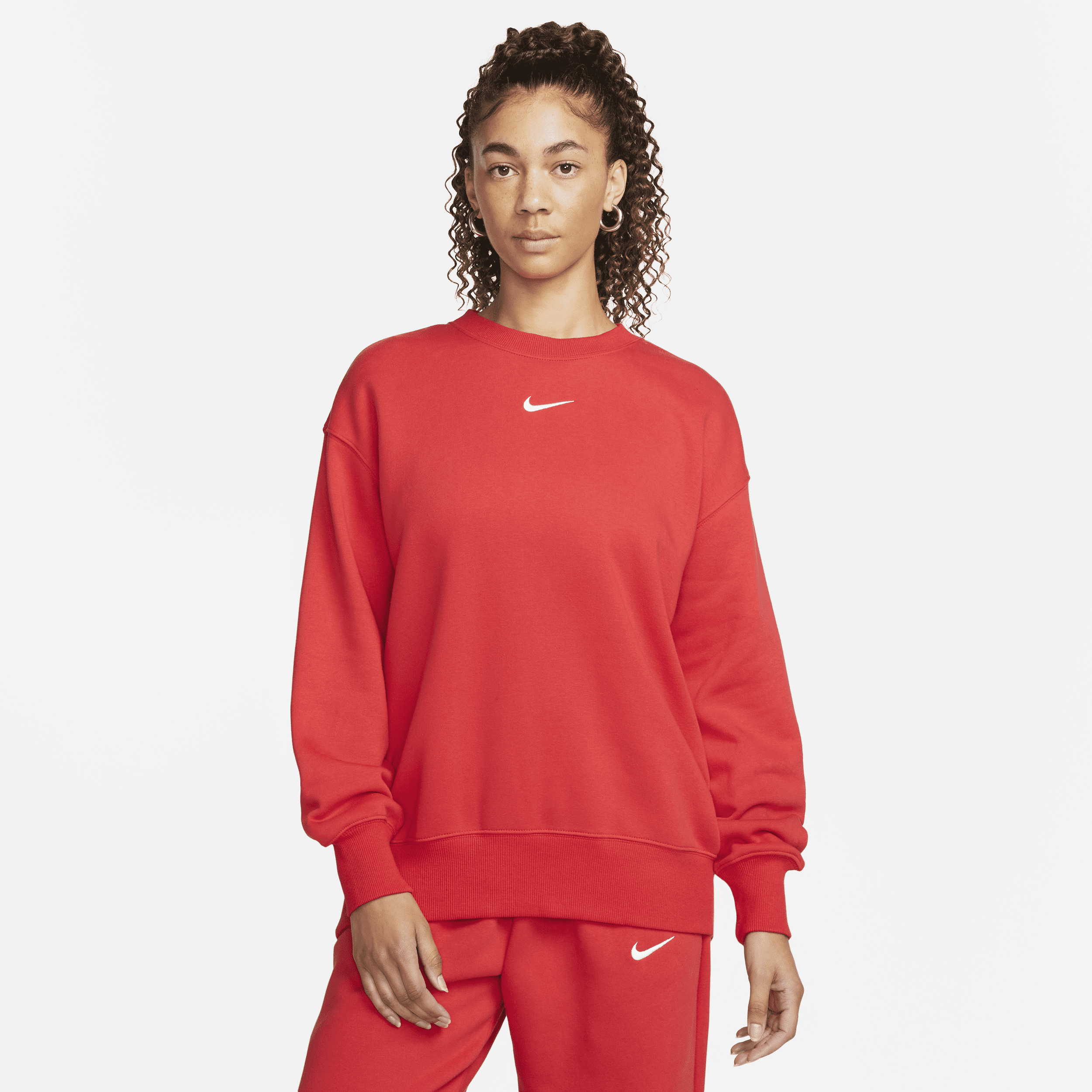 Nike Women's  Sportswear Phoenix Fleece Oversized Crew-neck Sweatshirt In Red