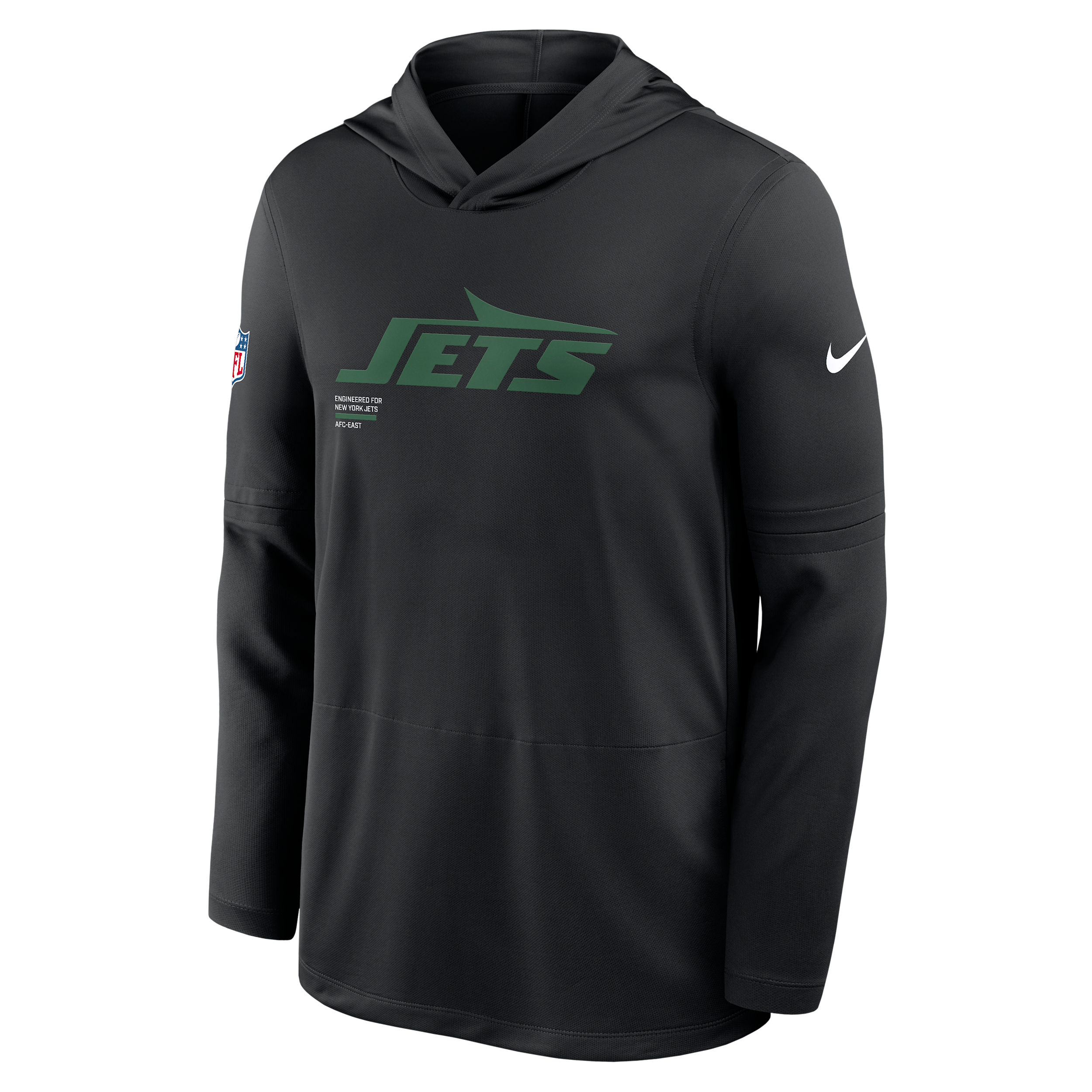 Nike New York Jets Pure Fury Sideline  Men's Dri-fit Nfl Long-sleeve Hooded Top In Black