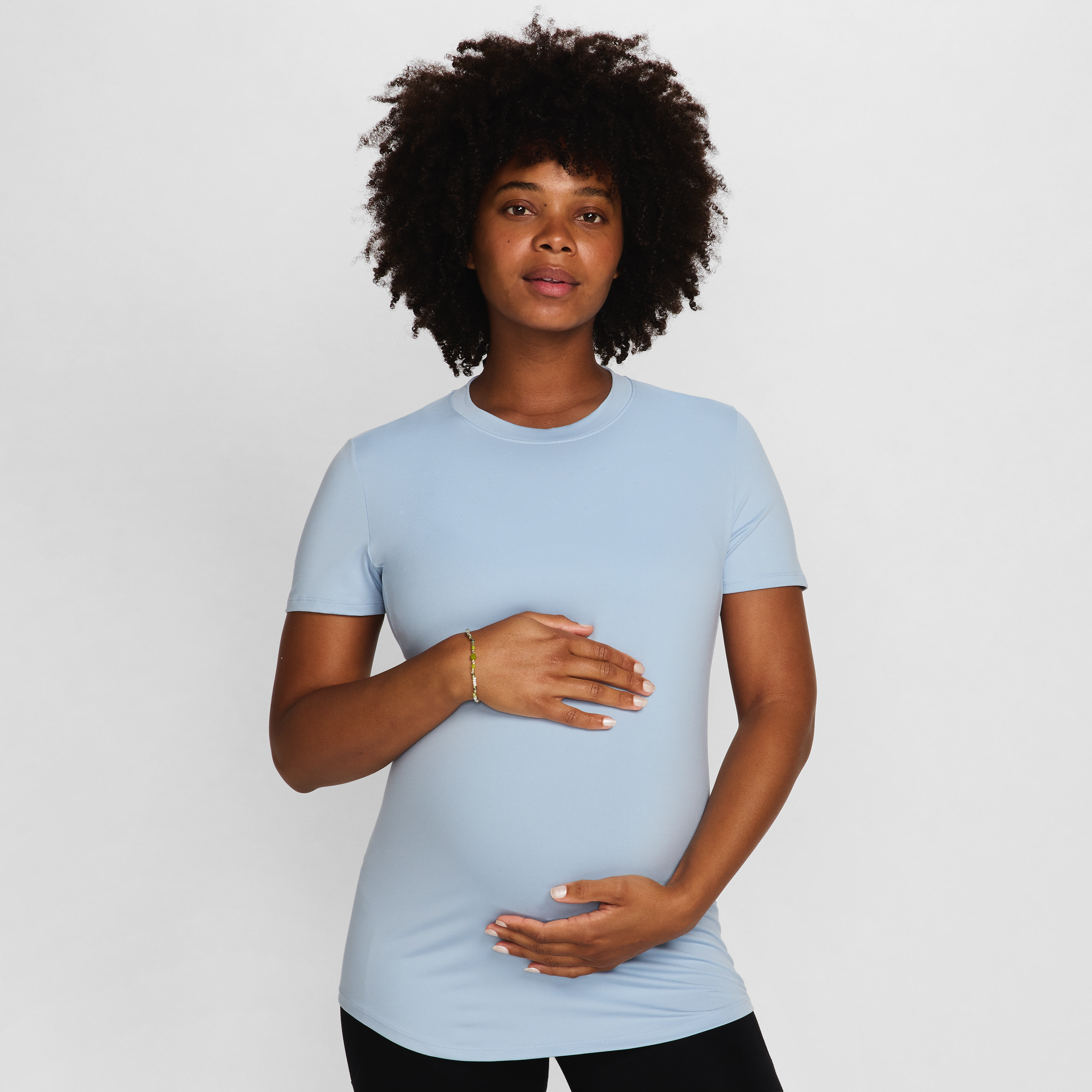 Shop Nike Women's (m) One Dri-fit Slim-fit Short-sleeve Top (maternity) In Blue