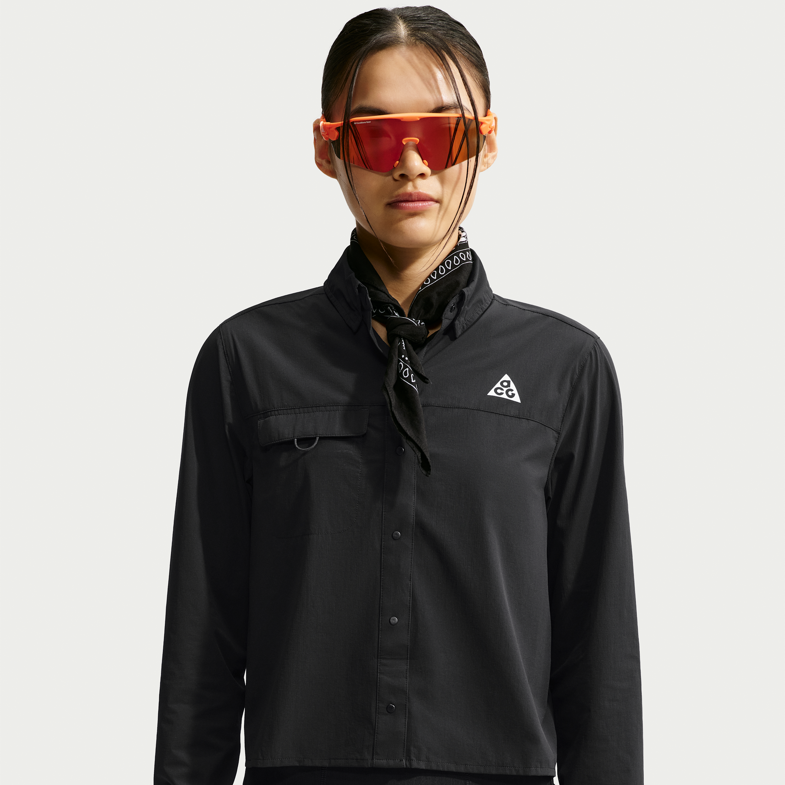 Women's Nike ACG Aireez Button-Up Long-Sleeve Trail Running Top in Black | IR7296-010