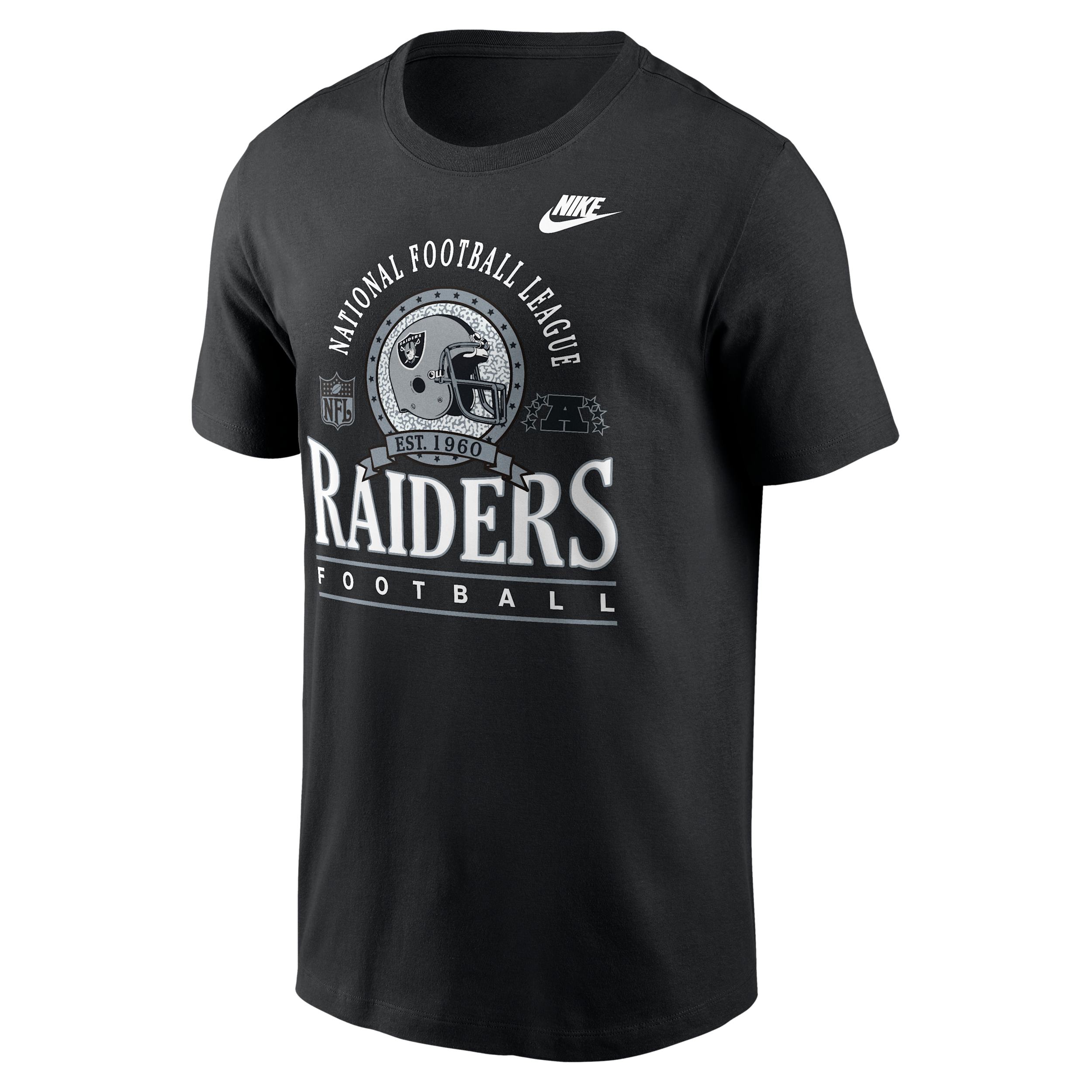 Nike Men's Las Vegas Raiders Retro Rewind Essential Crew Neck Cotton T-Shirt - Black