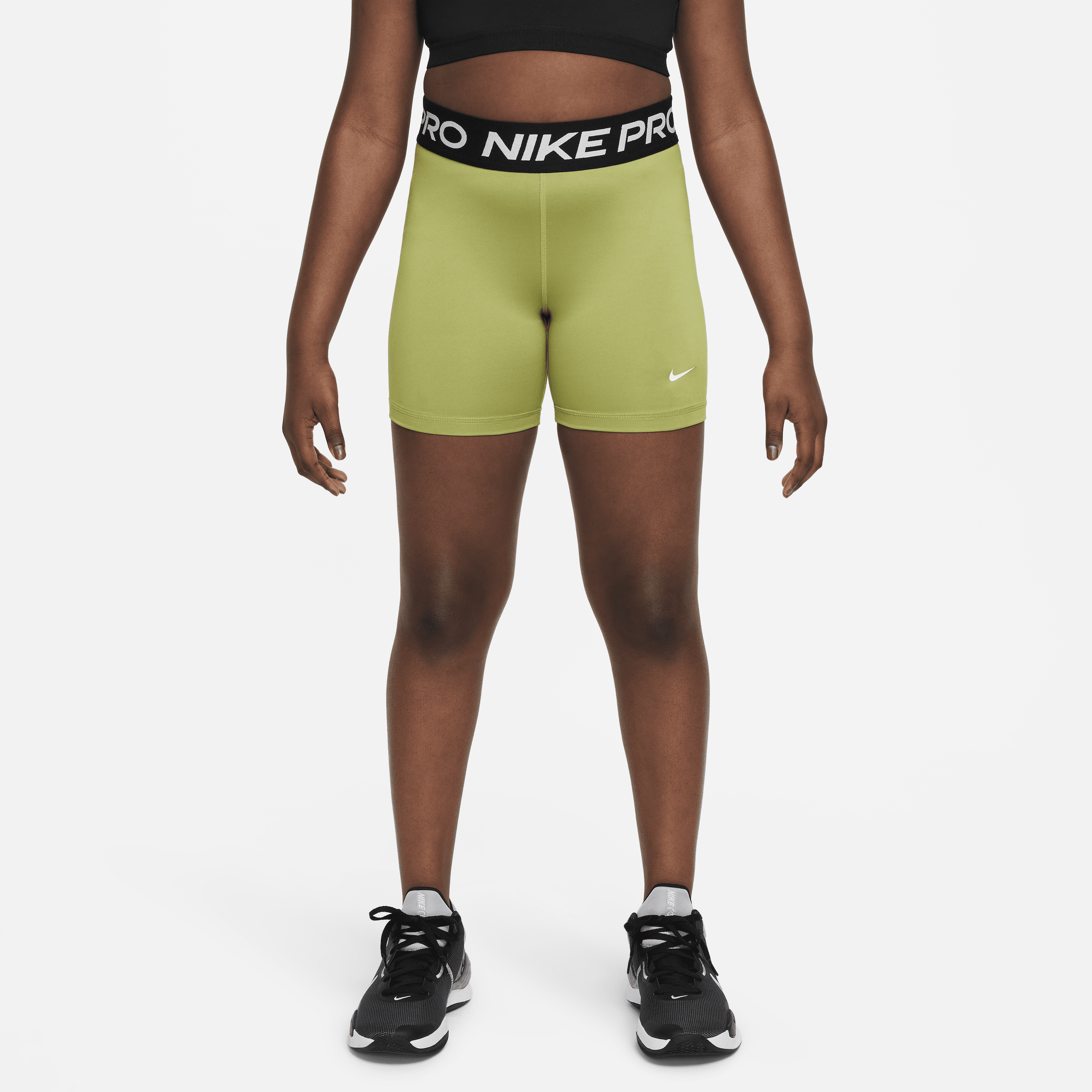 Nike Pro Big Kids' (girls') Dri-fit 5" Shorts (extended Size) In Green