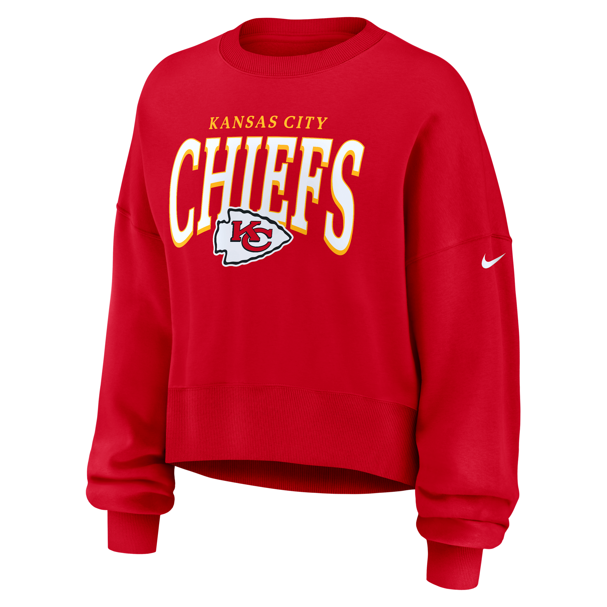 Kansas City Chiefs Rewind Phoenix Nike Women's NFL Oversized Pullover Crew in Red | 01D765N7G-NYG